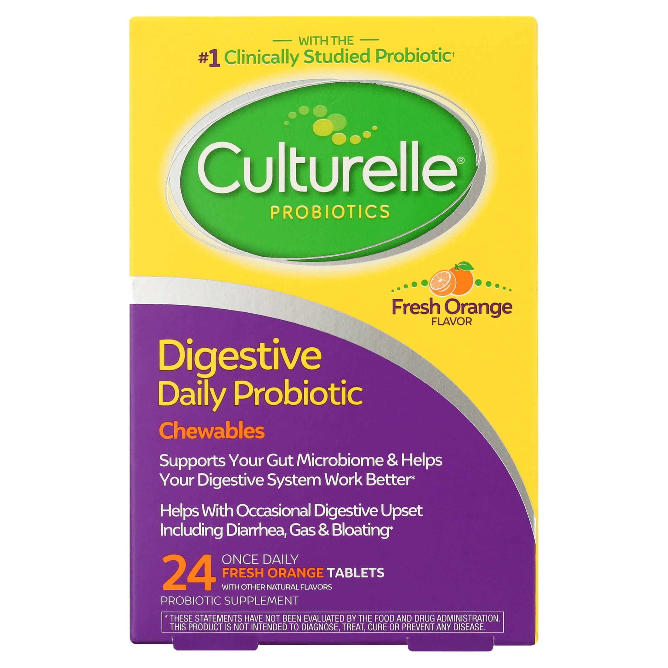 Culturelle Digestive Daily Probiotic Chewables for Digestive and Gut Health Fresh Orange 24 Count