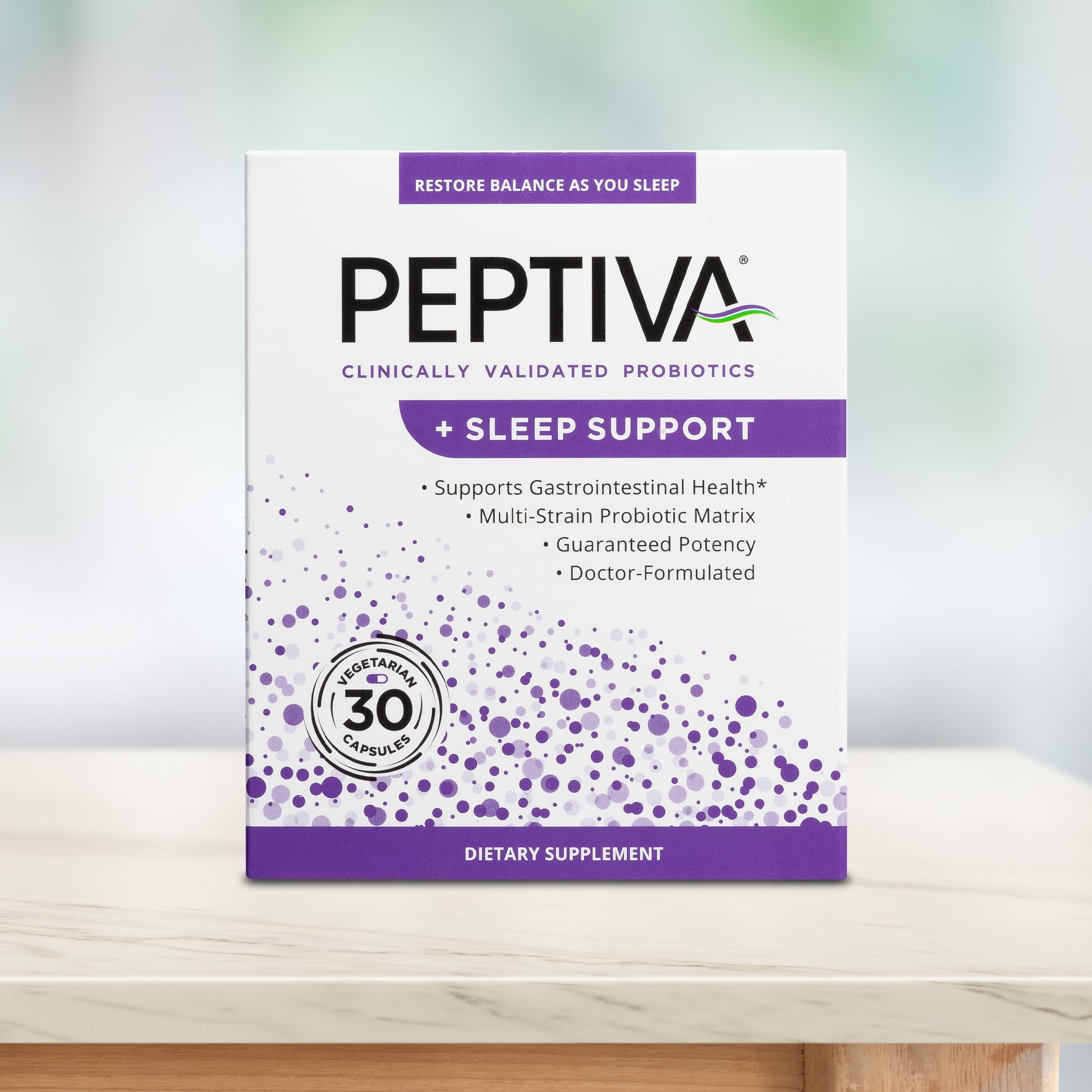 Peptiva Probiotic Sleep Support 26 Billion CFU Multi-Strain Lactobacillus Acidophilus Bifidobacterium Melatonin 30ct
