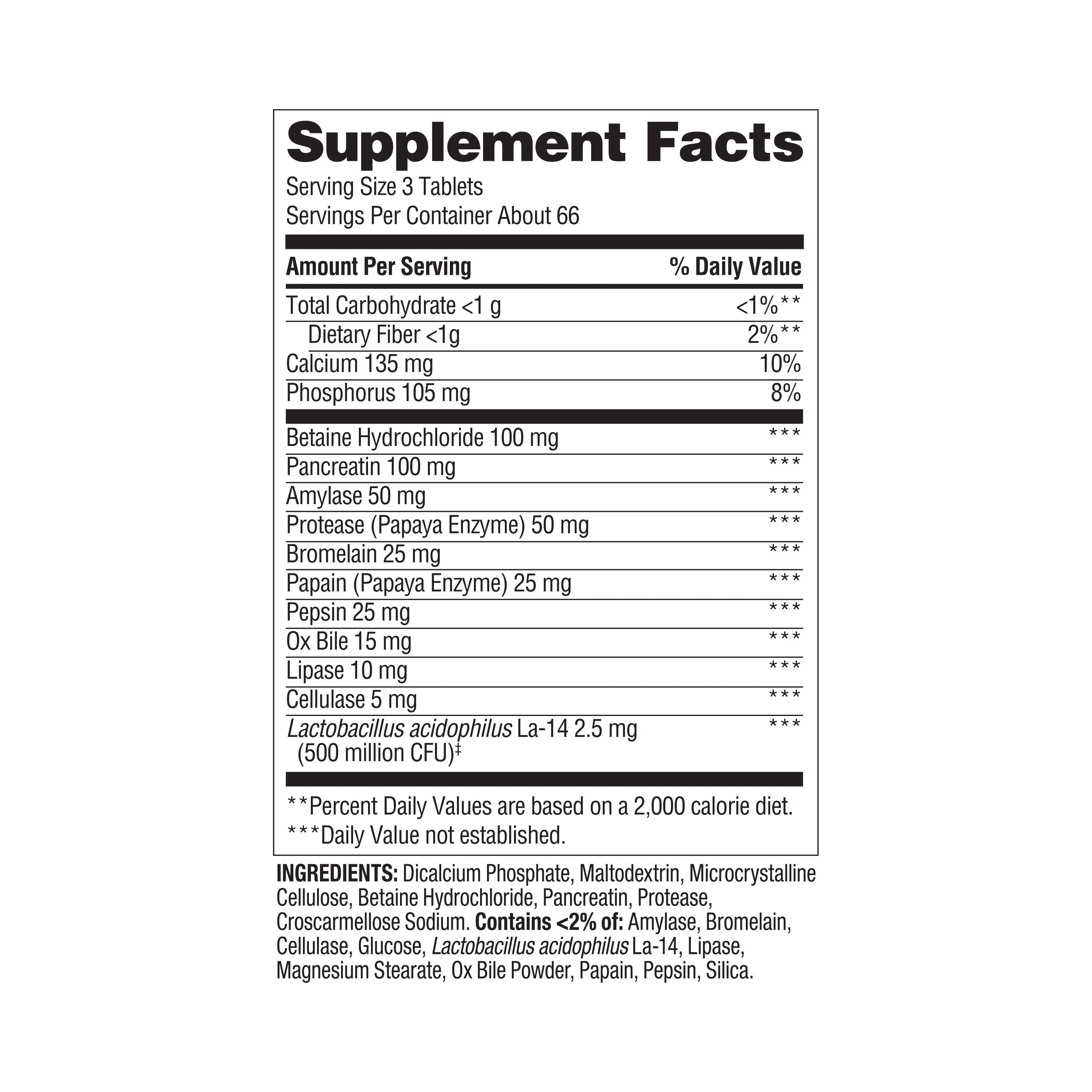 Spring Valley Probiotic Multi-Enzyme Digestive Formula 200 Count Tablets for Digestion Support