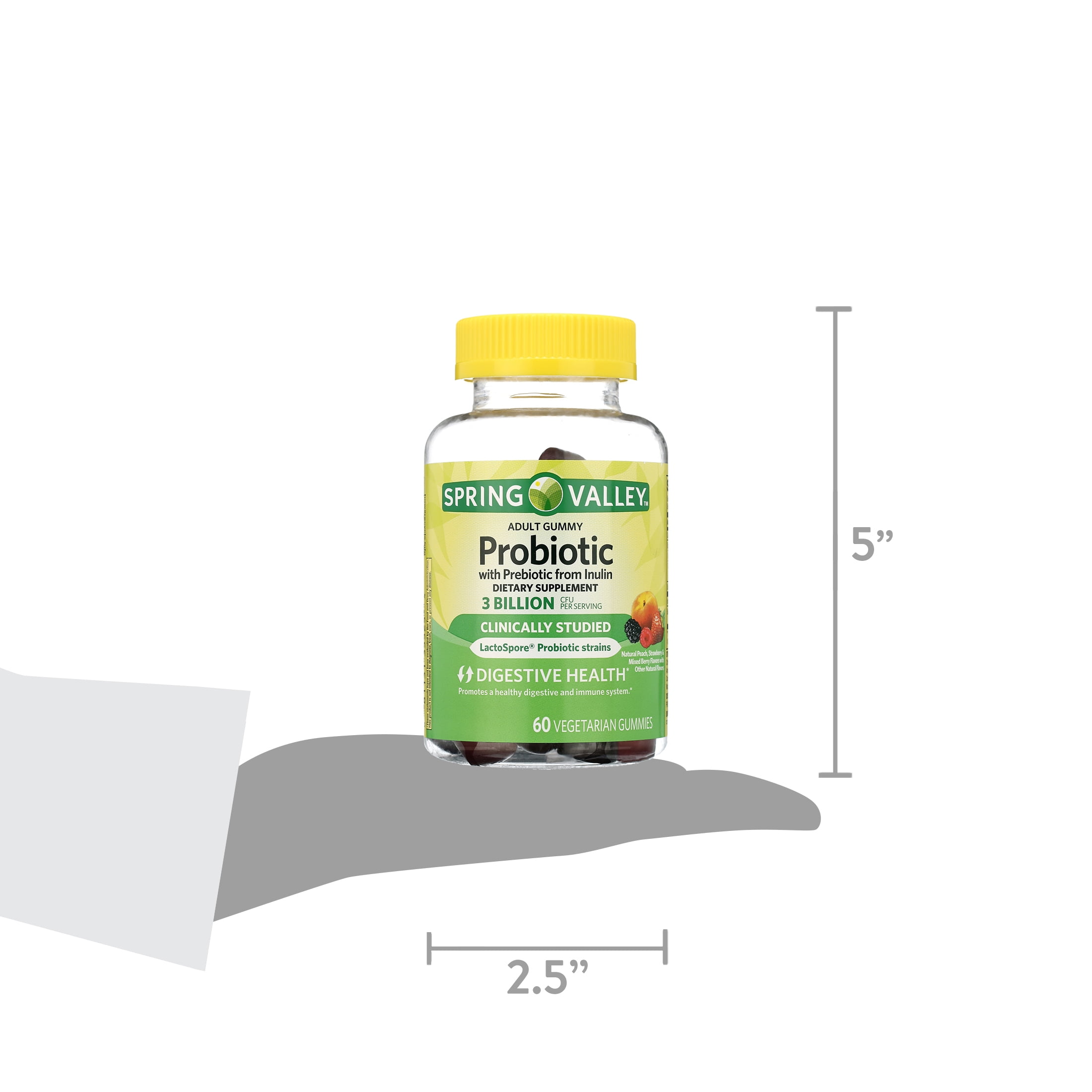 Spring Valley Inulin Probiotic Supplement Veggie Gummies Assorted Fruit 60 Count