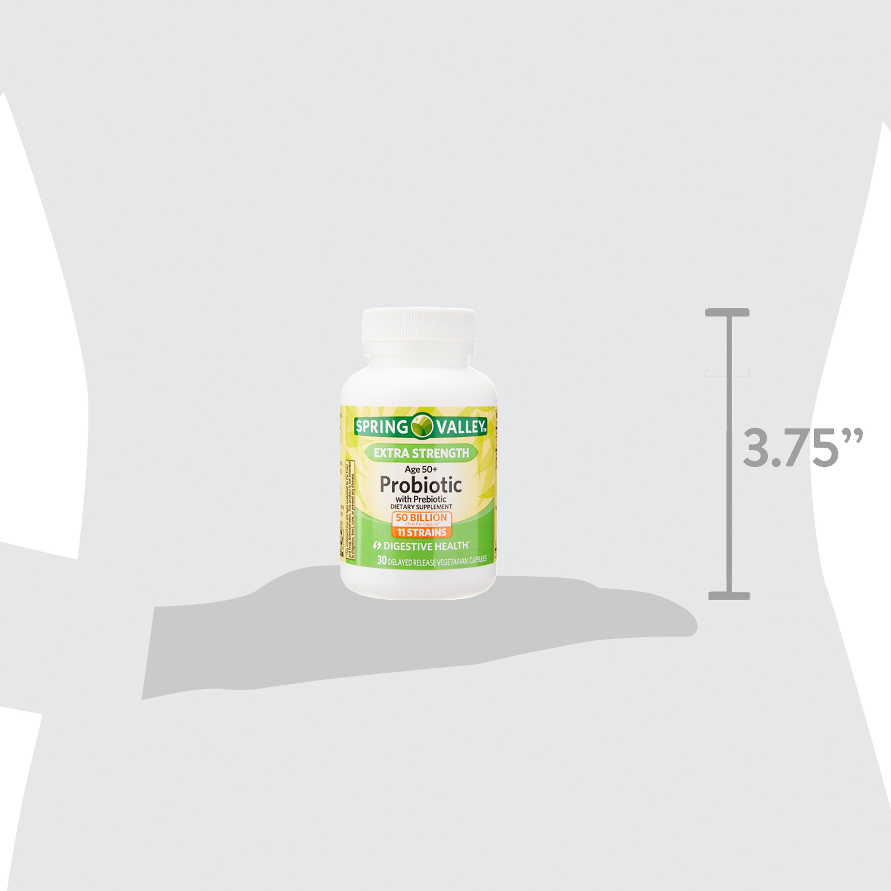 Spring Valley Extra Strength Age 50 Plus Probiotic Prebiotic Digestive Health Capsules 30 Count