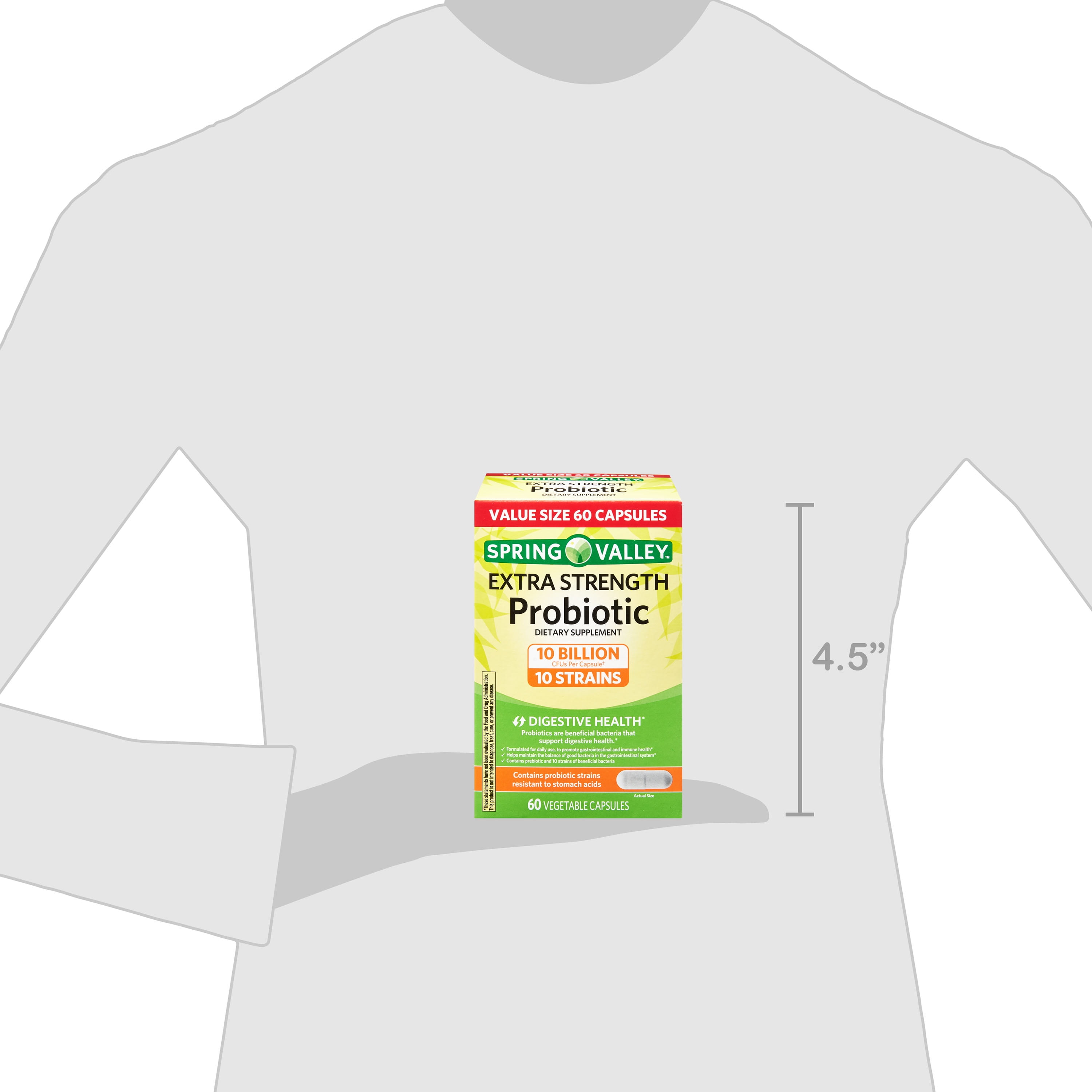 Spring Valley Extra Strength Probiotic Vegetable Capsules 10B CFU 60 Ct