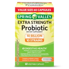 Spring Valley Probiotic Vegetable Capsules Extra Strength 10B CFU 60 Count