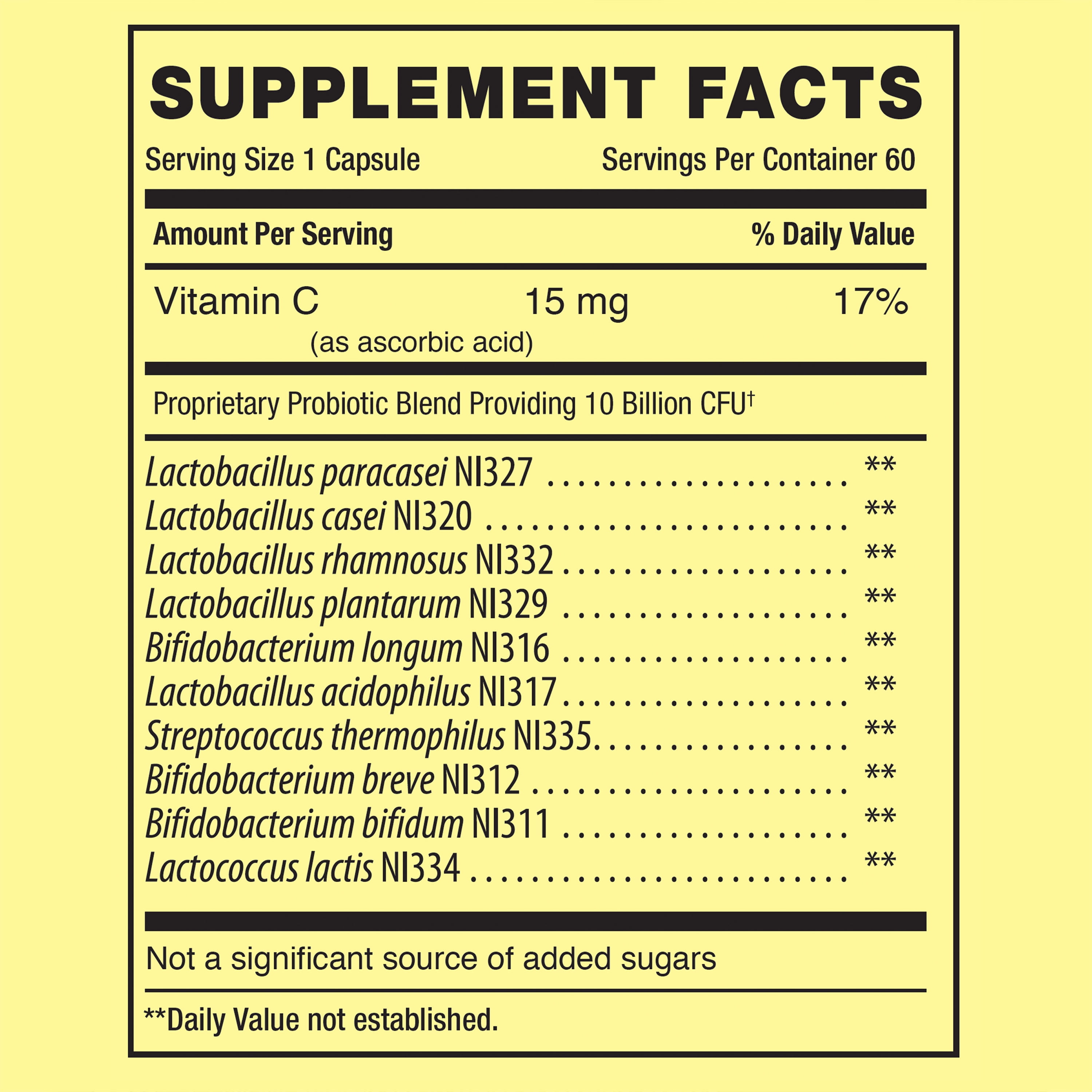 Spring Valley Probiotic Vegetable Capsules Extra Strength 10B CFU 60 Count