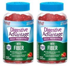 Digestive Advantage Probiotic Prebiotic Gummies Strawberry Flavor 60 Count Pack of 2