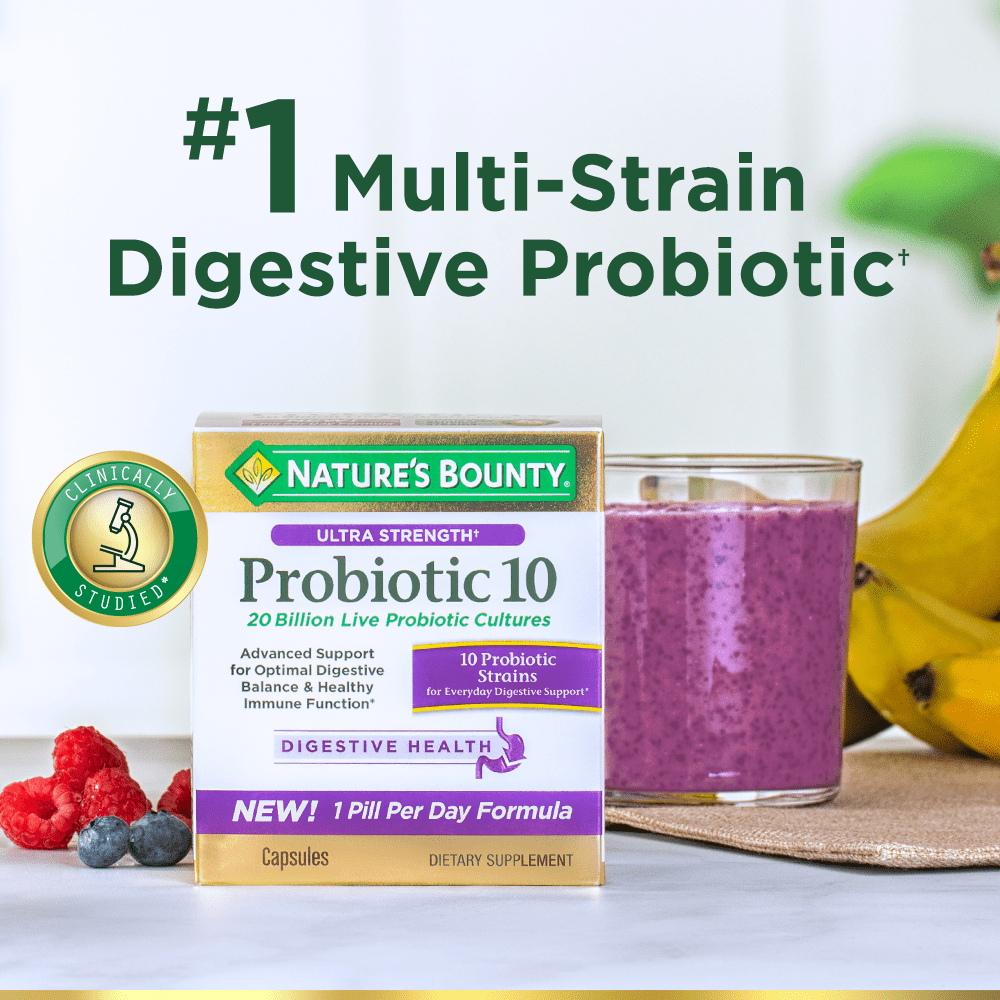 Nature's Bounty Ultra Strength Probiotic 10 Digestive Health Immune Support Capsules 30 Ct