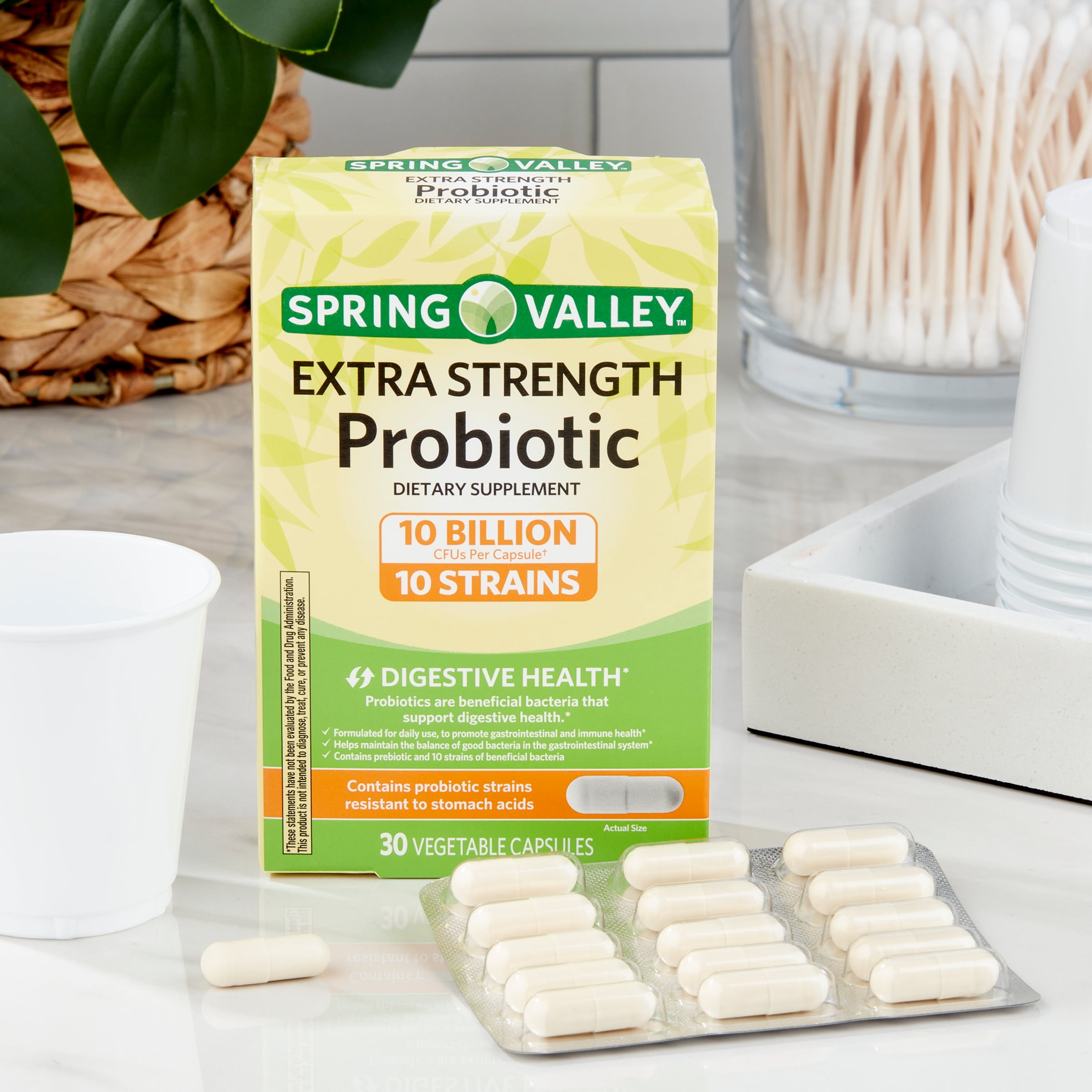 Spring Valley Extra Strength Probiotic Vegetable Capsules 30 Count for Digestive Health
