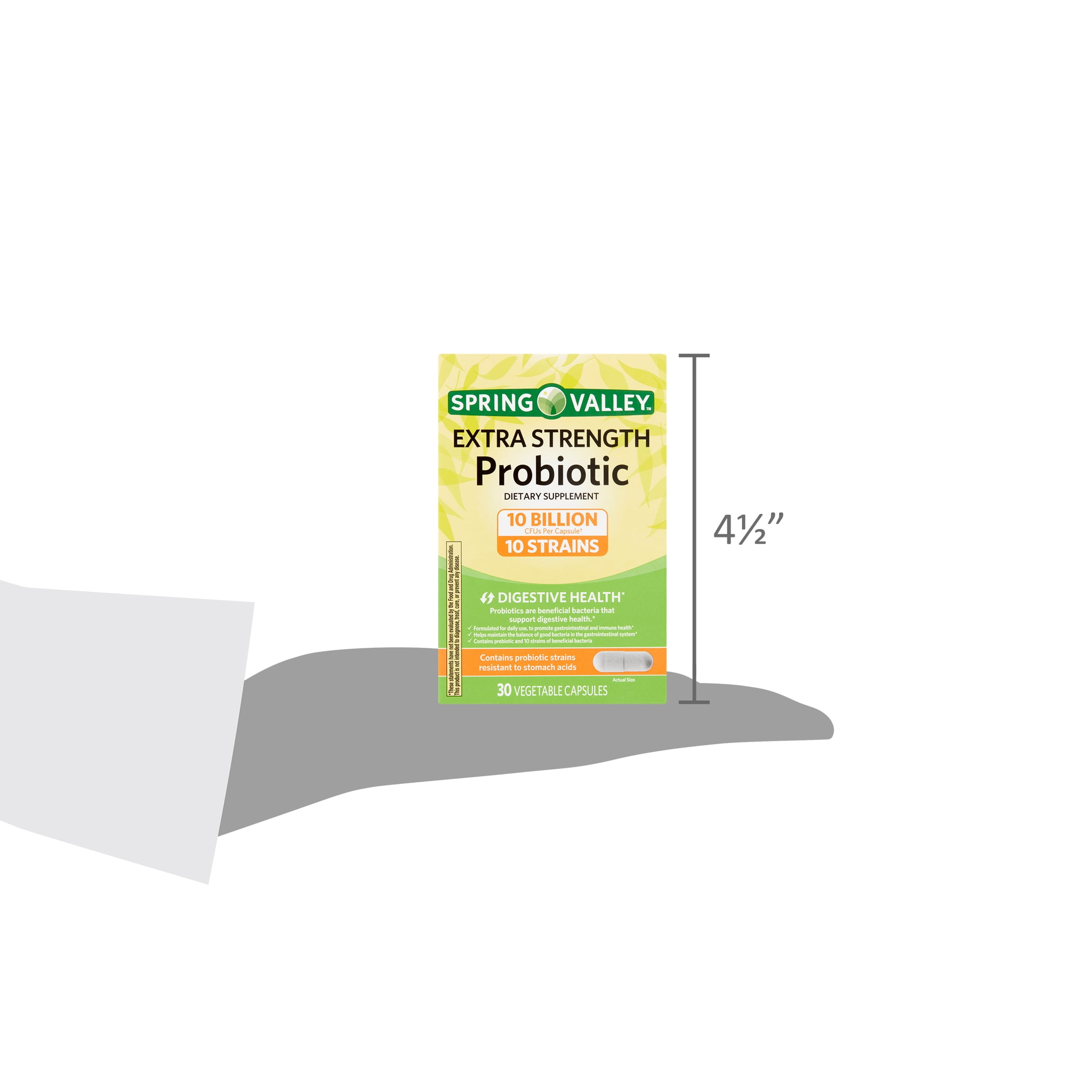 Spring Valley Extra Strength Probiotic Vegetable Capsules 30 Count for Digestive Health