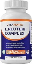 Vitamatic Lactobacillus Reuteri Complex 22 Billion DR Capsules 60 Count Digestive Support with Prebiotic Inulin Fiber