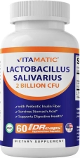 Vitamatic Lactobacillus Salivarius 2 Billion DR Capsules 60 Count Digestive Support Prebiotic Inulin Fiber