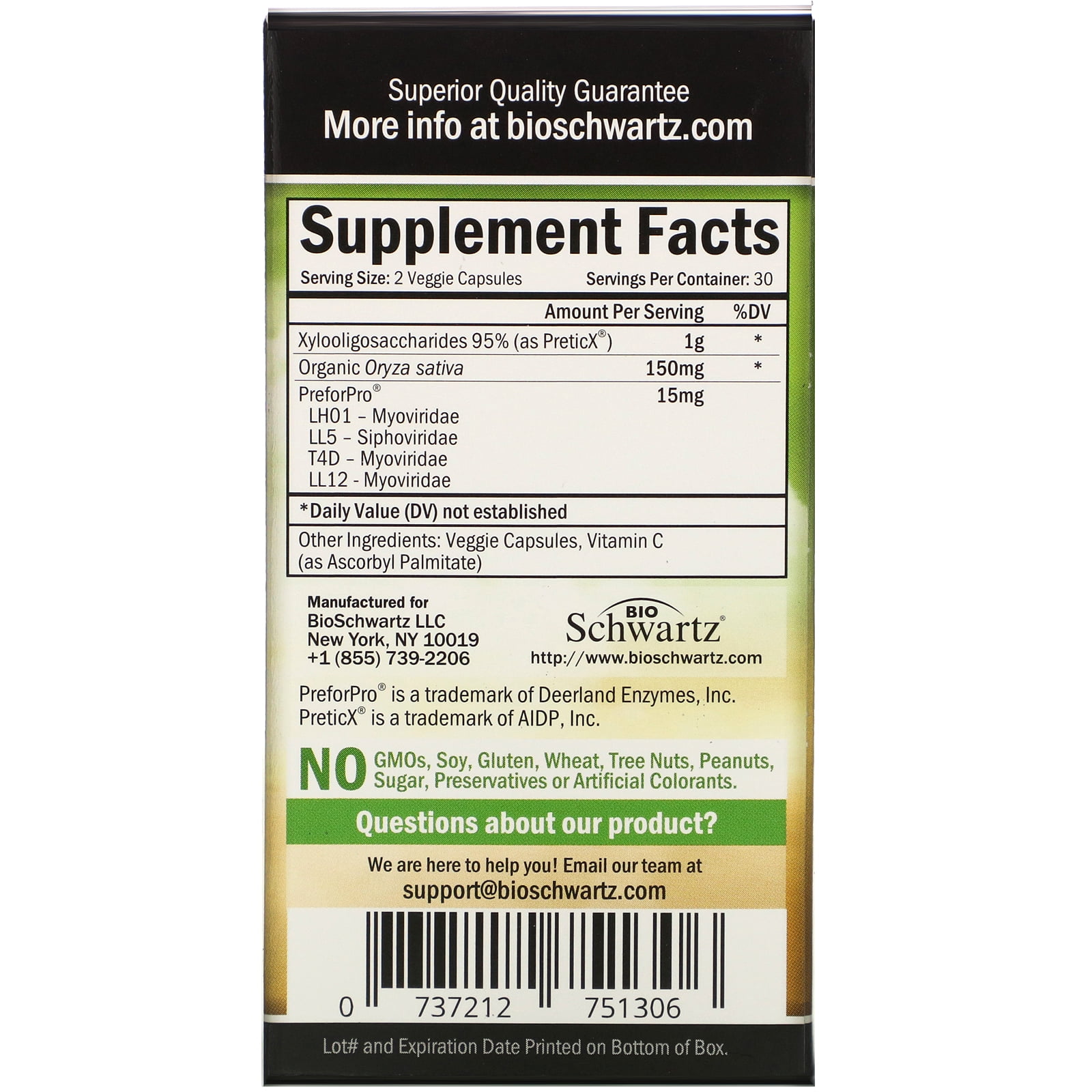 BioSchwartz Advanced Gut Health Prebiotics - Immune System Support Dietary Fiber 60 Count