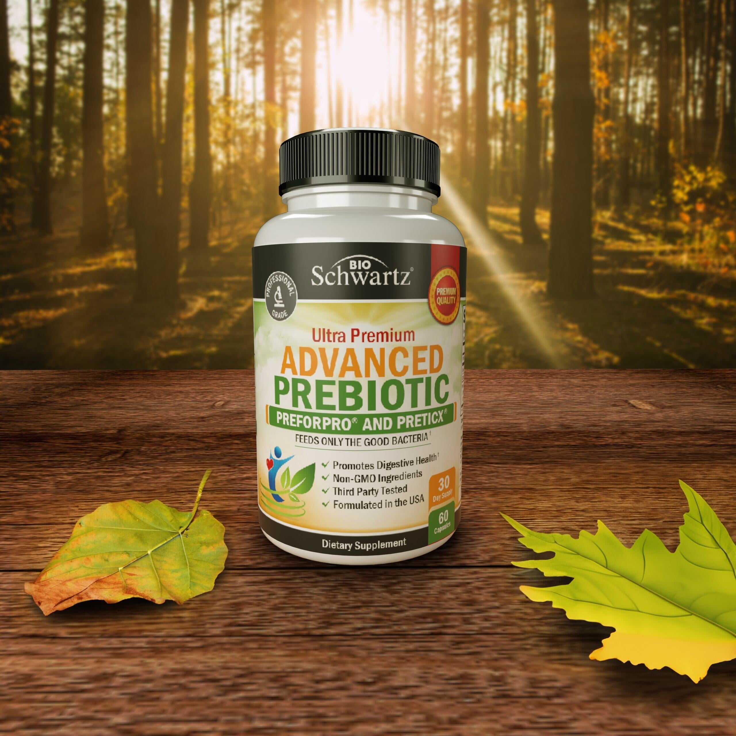 BioSchwartz Advanced Gut Health Prebiotics - Immune System Support Dietary Fiber 60 Count