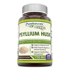Pure Naturals Psyllium Husk 750mg 240 Veggie Capsules | Non-GMO Gluten Free Made in USA | Vegetarian-Friendly