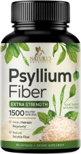 Nature's Nutrition Psyllium Husk Capsules 1500mg Natural Fiber Digestion Colon Health & Regularity Non-GMO Gluten Free 60 Veg Capsules