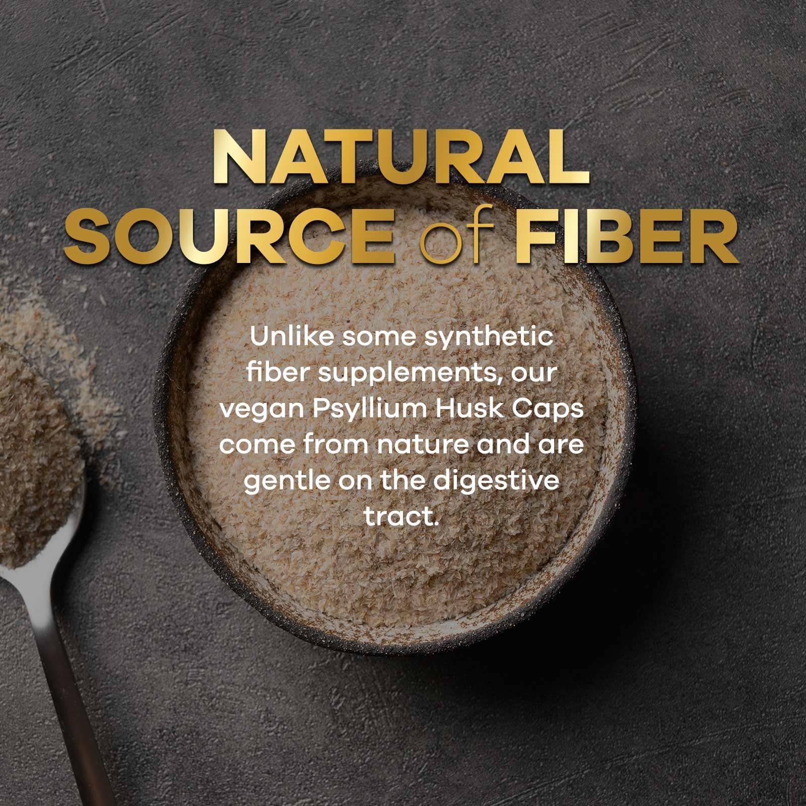 Nature's Nutrition Psyllium Husk Capsules 1500mg Natural Fiber Digestion Colon Health & Regularity Non-GMO Gluten Free 60 Veg Capsules