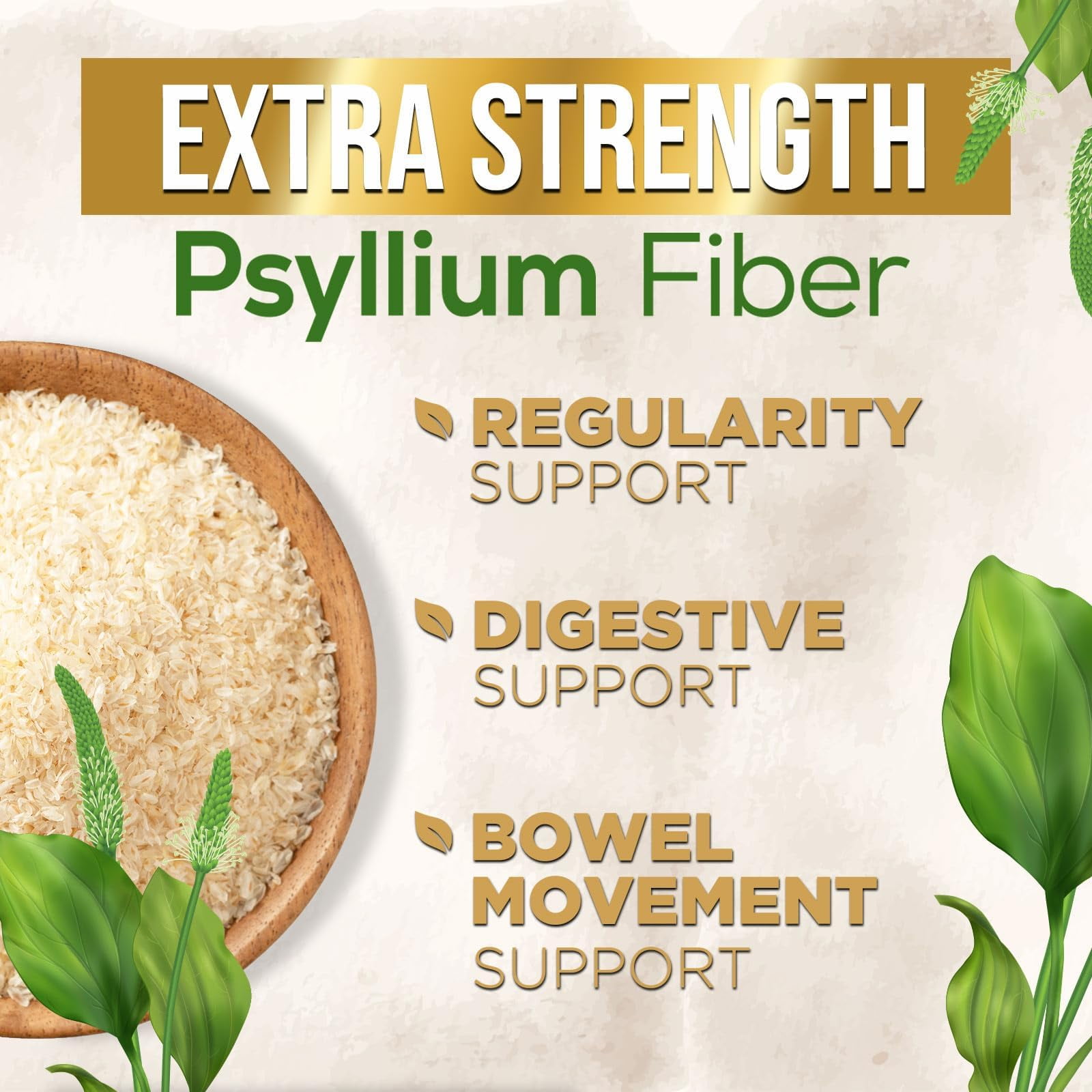Nature's Nutrition Psyllium Husk Capsules 1500mg Natural Fiber Digestion Colon Health & Regularity Non-GMO Gluten Free 60 Veg Capsules