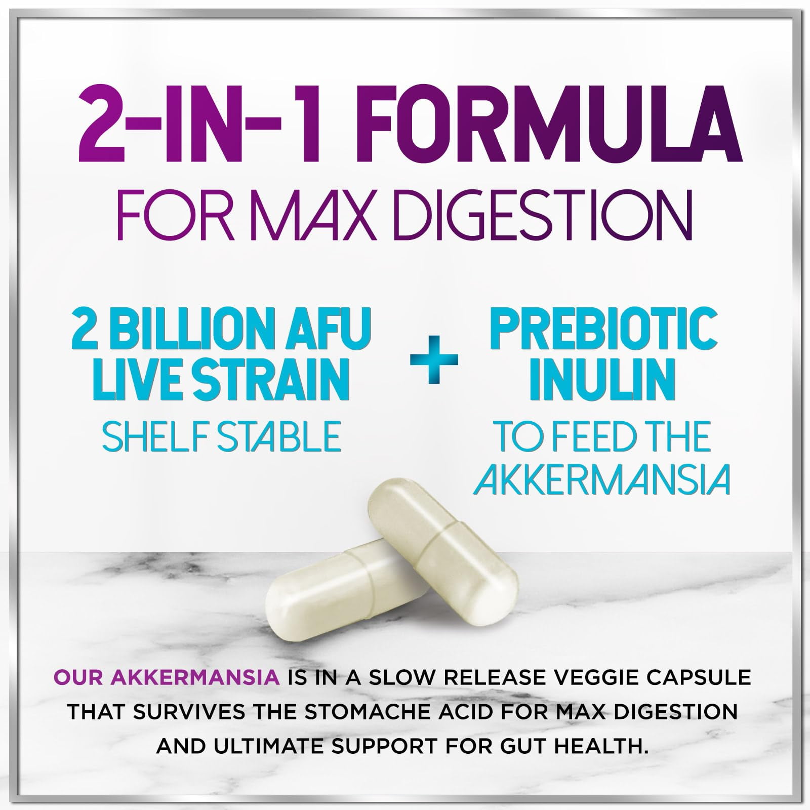 Akkermansia Probiotic Inulin Fiber Supplement 2 Billion AFU for GLP-1, Digestive Health, Immune Support 120 Capsules
