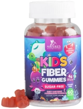 Children's Fiber Gummy Bears with Plant-Based Prebiotic Fiber - Immune & Digestive Support - Vegan Raspberry Flavored - 60 Gummies