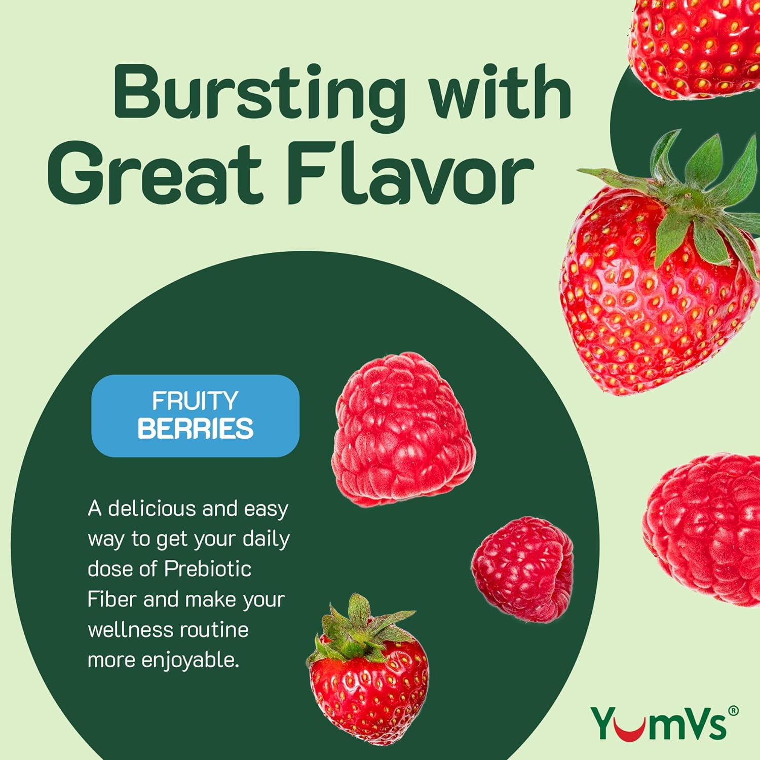 YUM-V Prebiotic Fiber Zero Gummies Berry Chewables 2-Pack 60 Pcs./Pack for Digestive Health Support