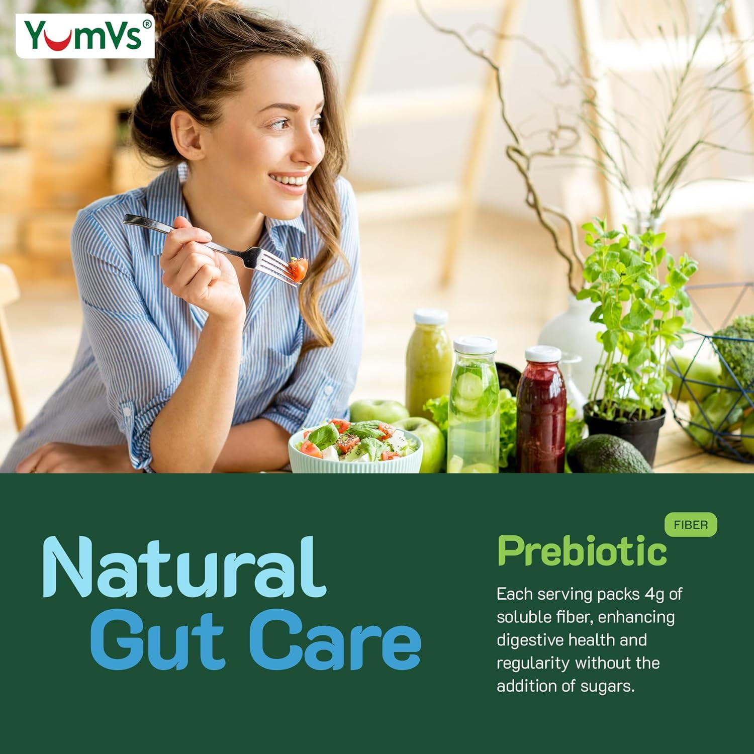 YUM-V Prebiotic Fiber Zero Gummies Berry Chewables 2-Pack 60 Pcs./Pack for Digestive Health Support