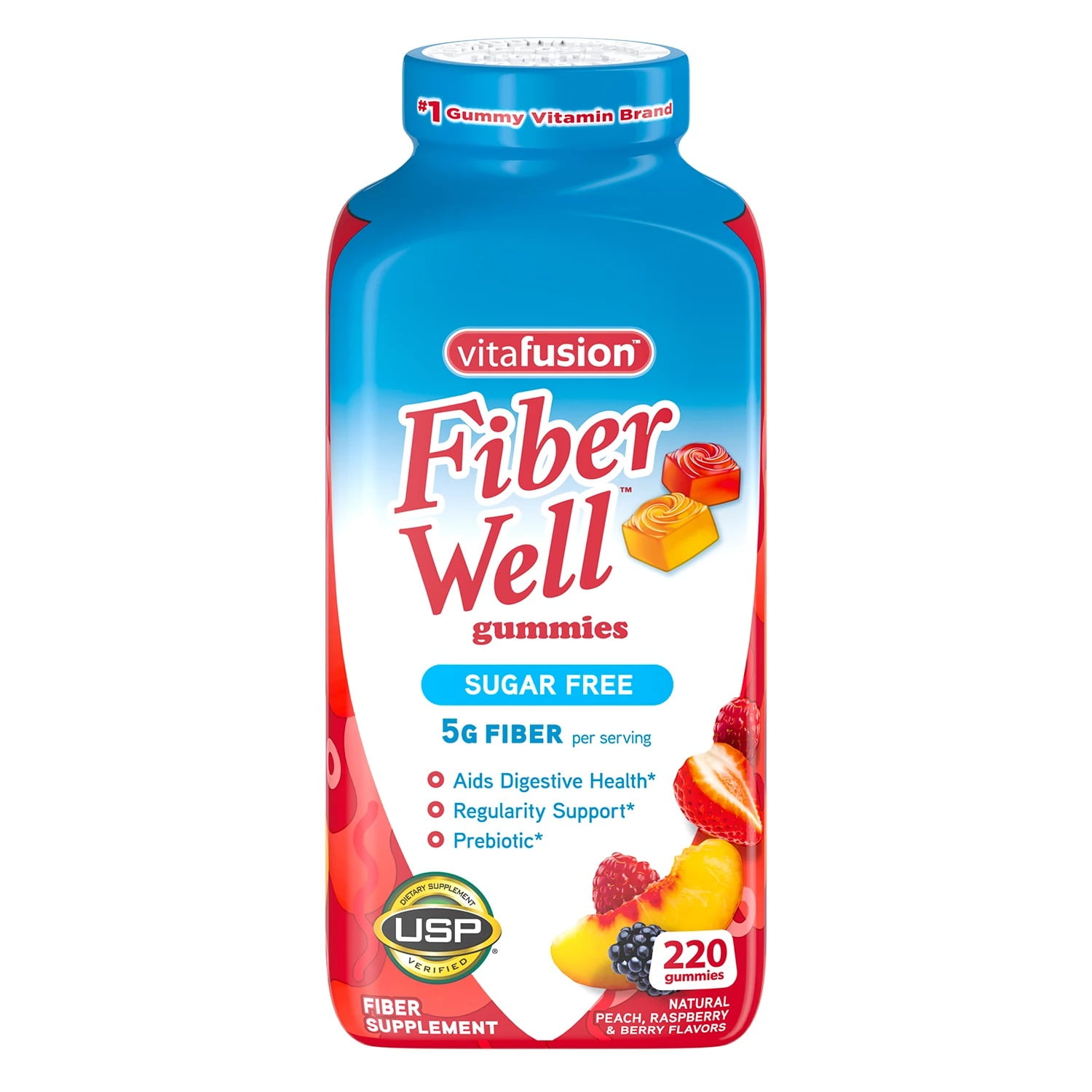 VITAFUSION FIBER WELL SUGAR FREE GUMMIES 220CT FOR HEALTHY DIGESTION