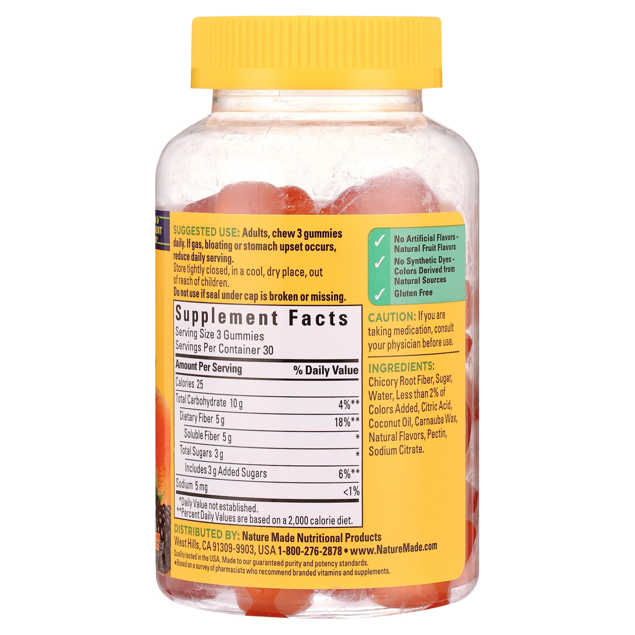 Nature Made Fiber Gummies Orange & Mixed Berry 90 Gummies 5g