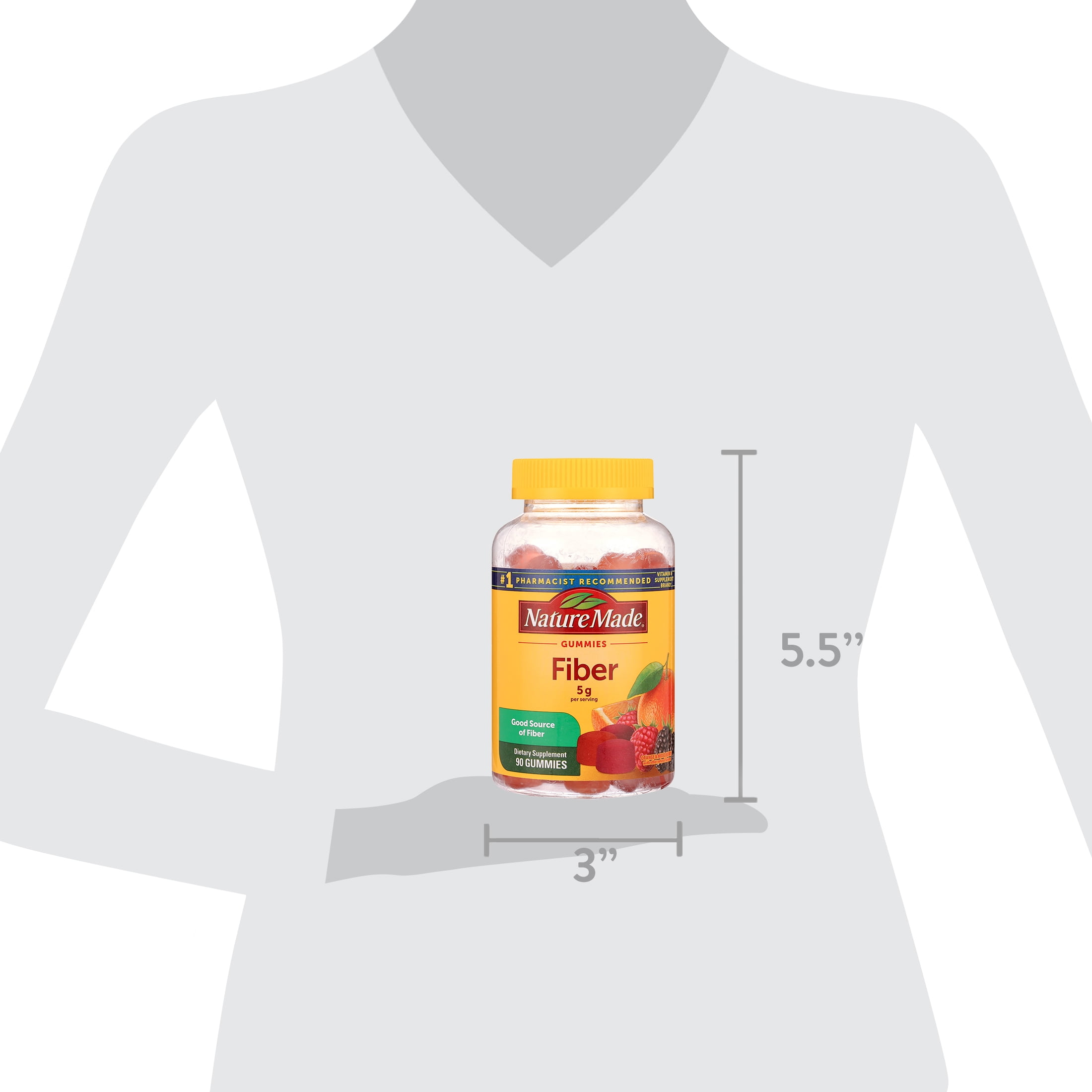 Nature Made Fiber Gummies Orange & Mixed Berry 90 Gummies 5g