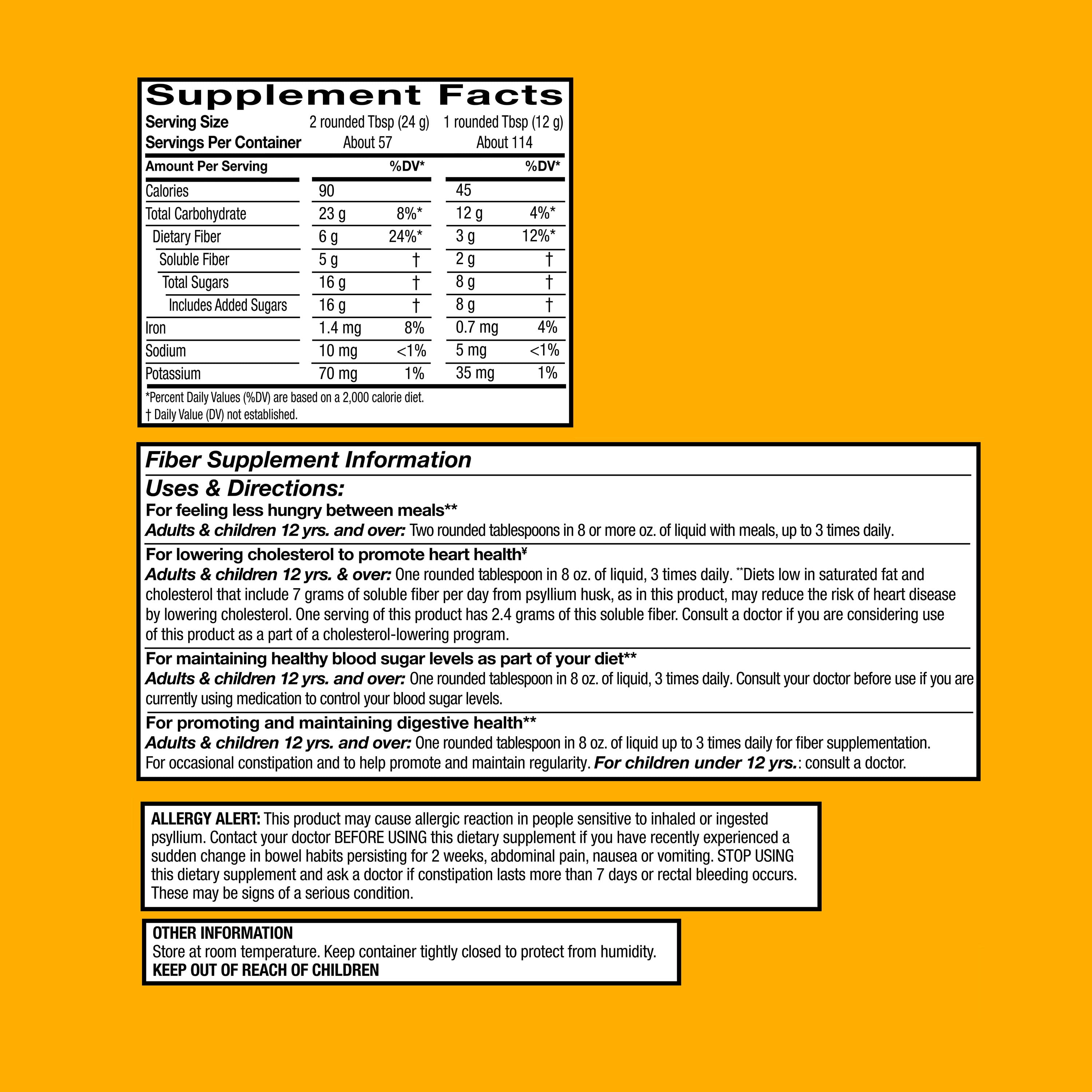 Equate Multi-Health Daily Fiber Supplement Orange Powder Value Size 48.2 oz