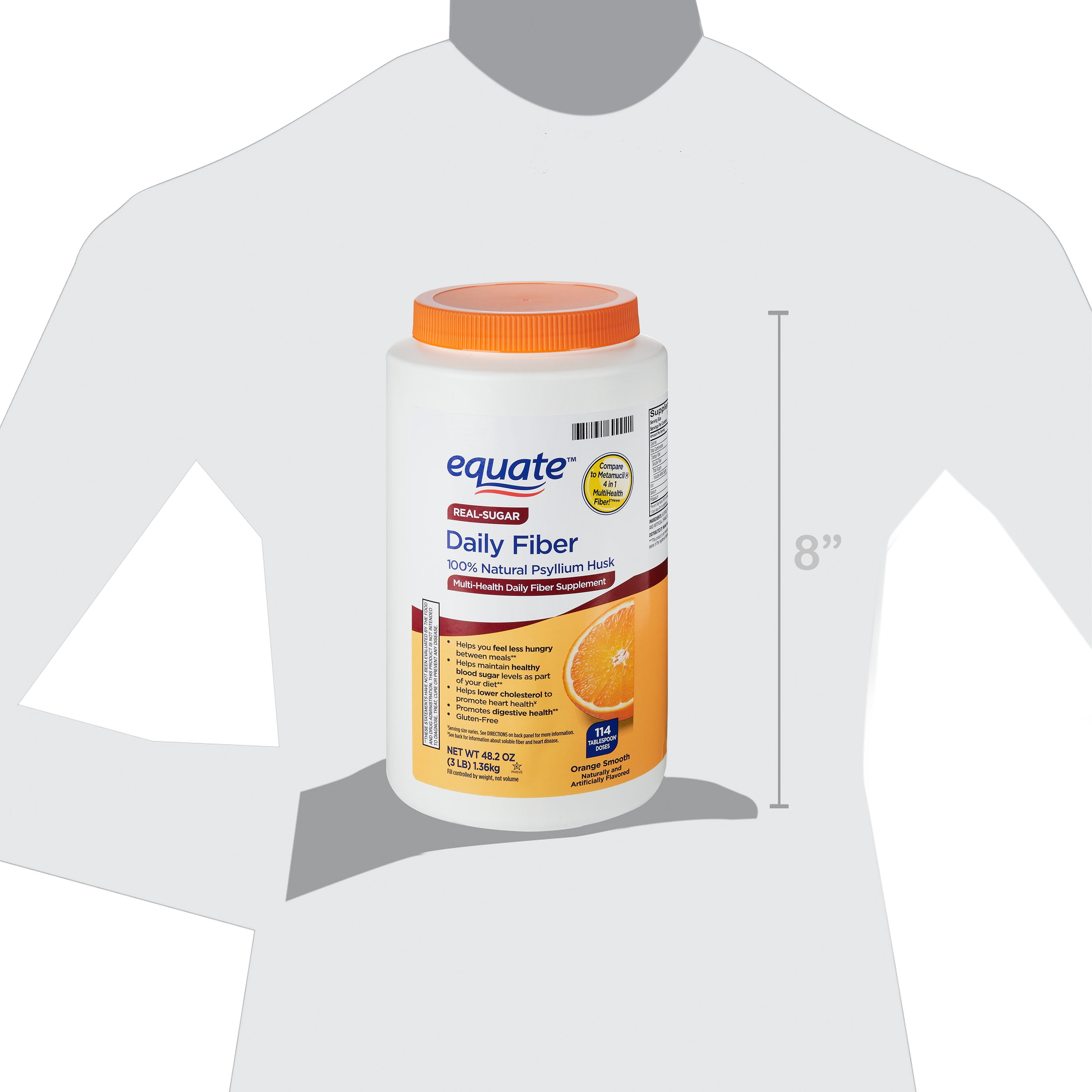 Equate Multi-Health Daily Fiber Supplement Orange Powder Value Size 48.2 oz