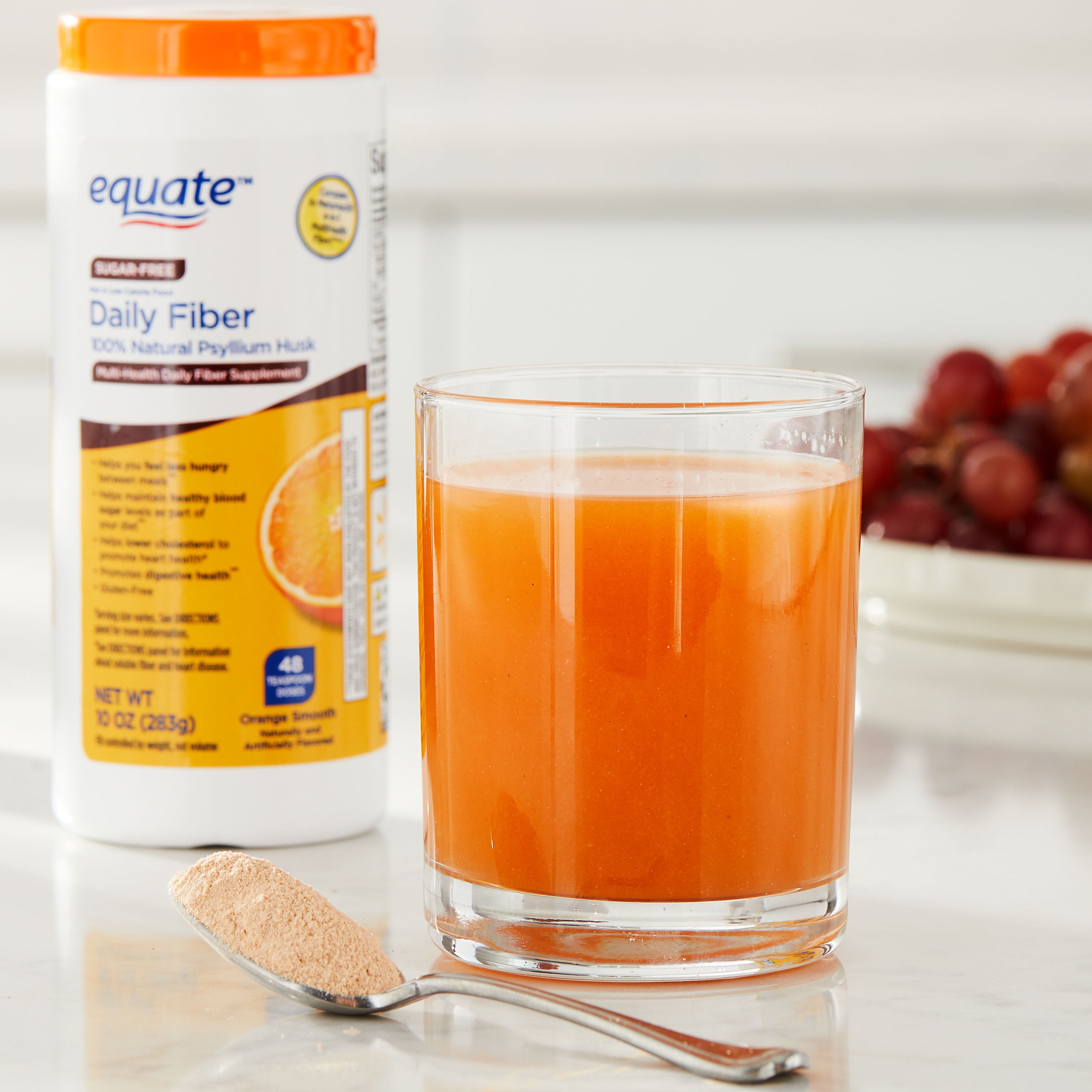 Equate Natural Psyllium Husk Fiber Supplement Orange Smooth 10 oz Sugar-Free
