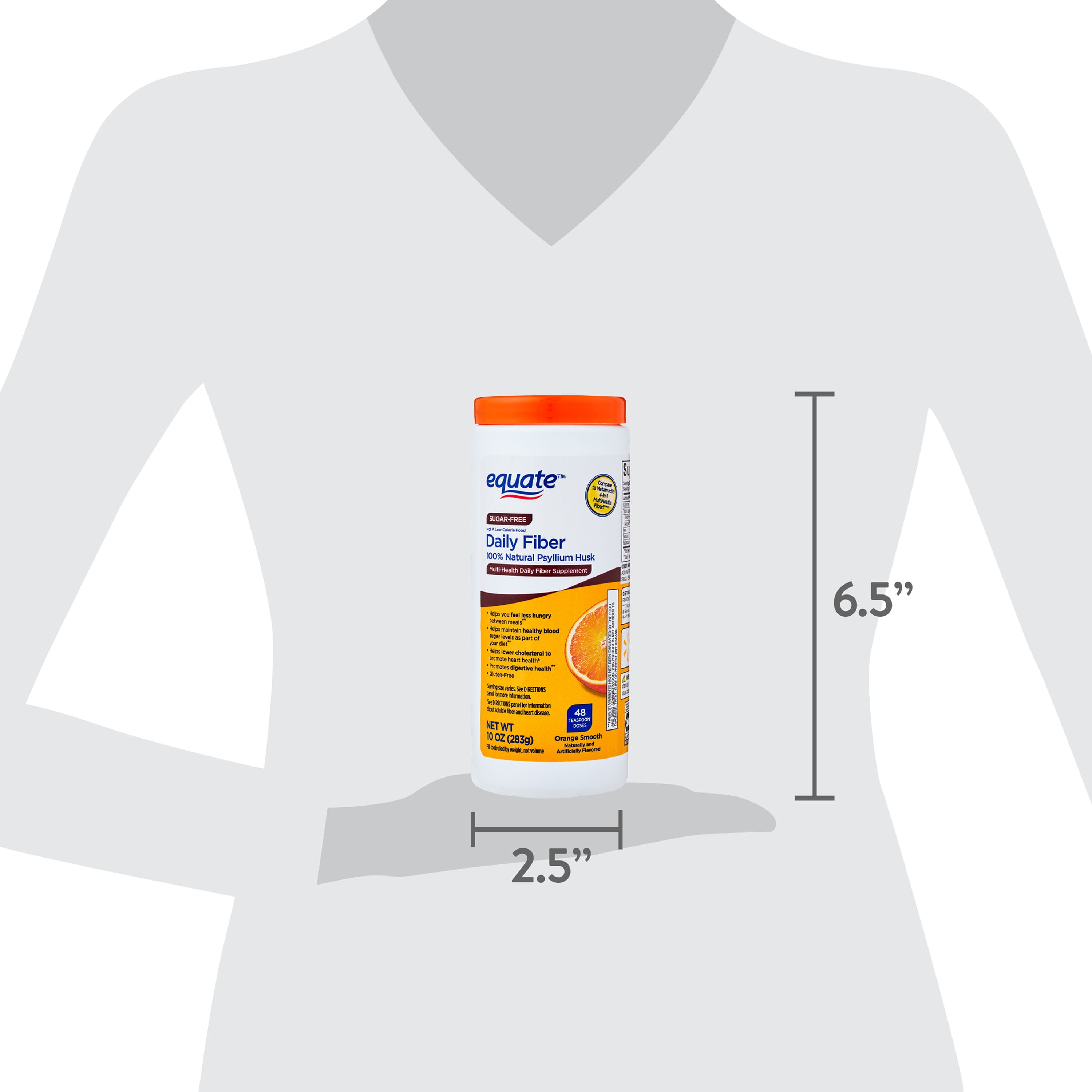 Equate Natural Psyllium Husk Fiber Supplement Orange Smooth 10 oz Sugar-Free