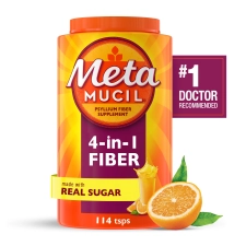 Metamucil Fiber Supplement Sugar Psyllium Powder Orange 114 Servings for Digestive Health.