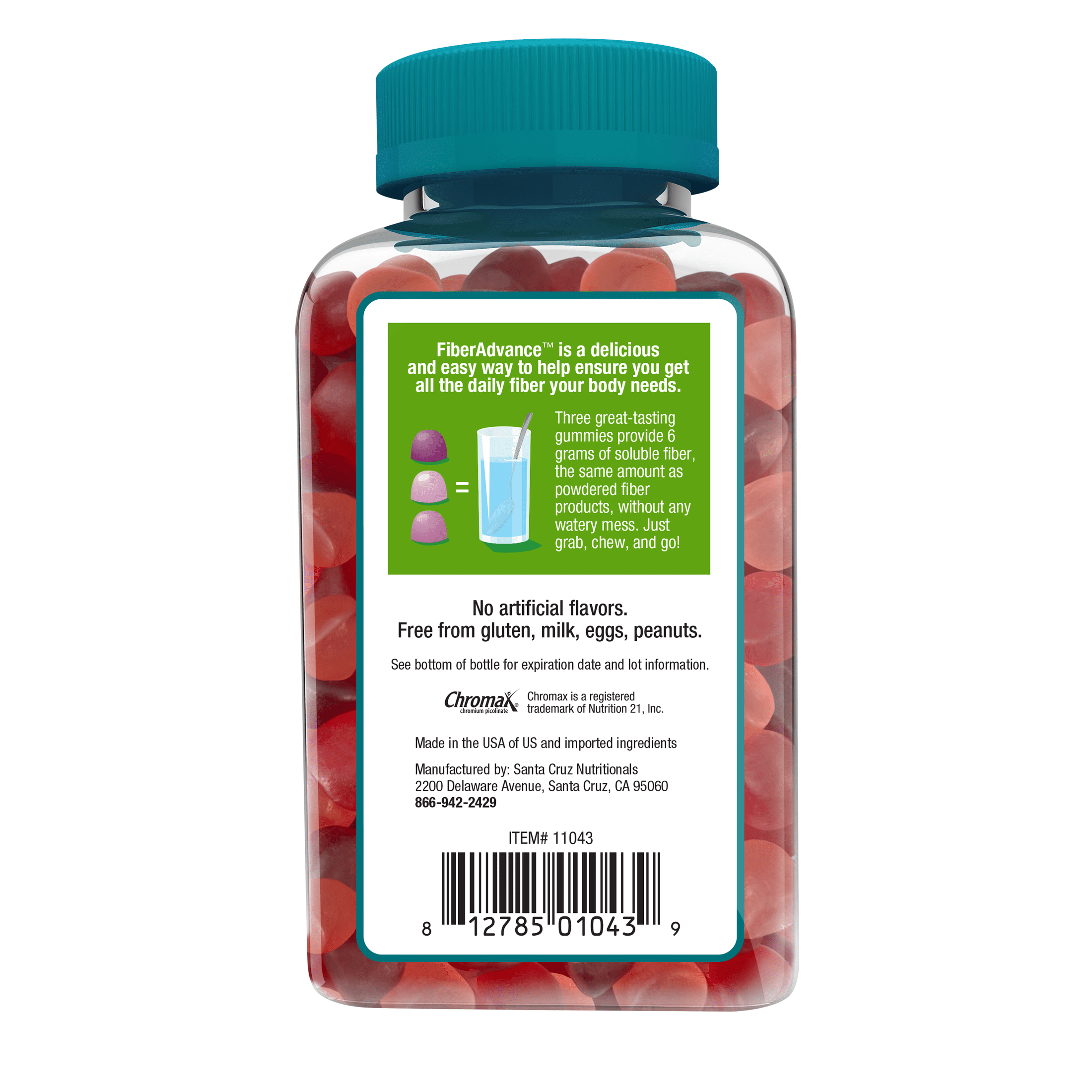 Fiber Advance Weight Management Gummies Chromium Supplement Natural Fruit 90 Count