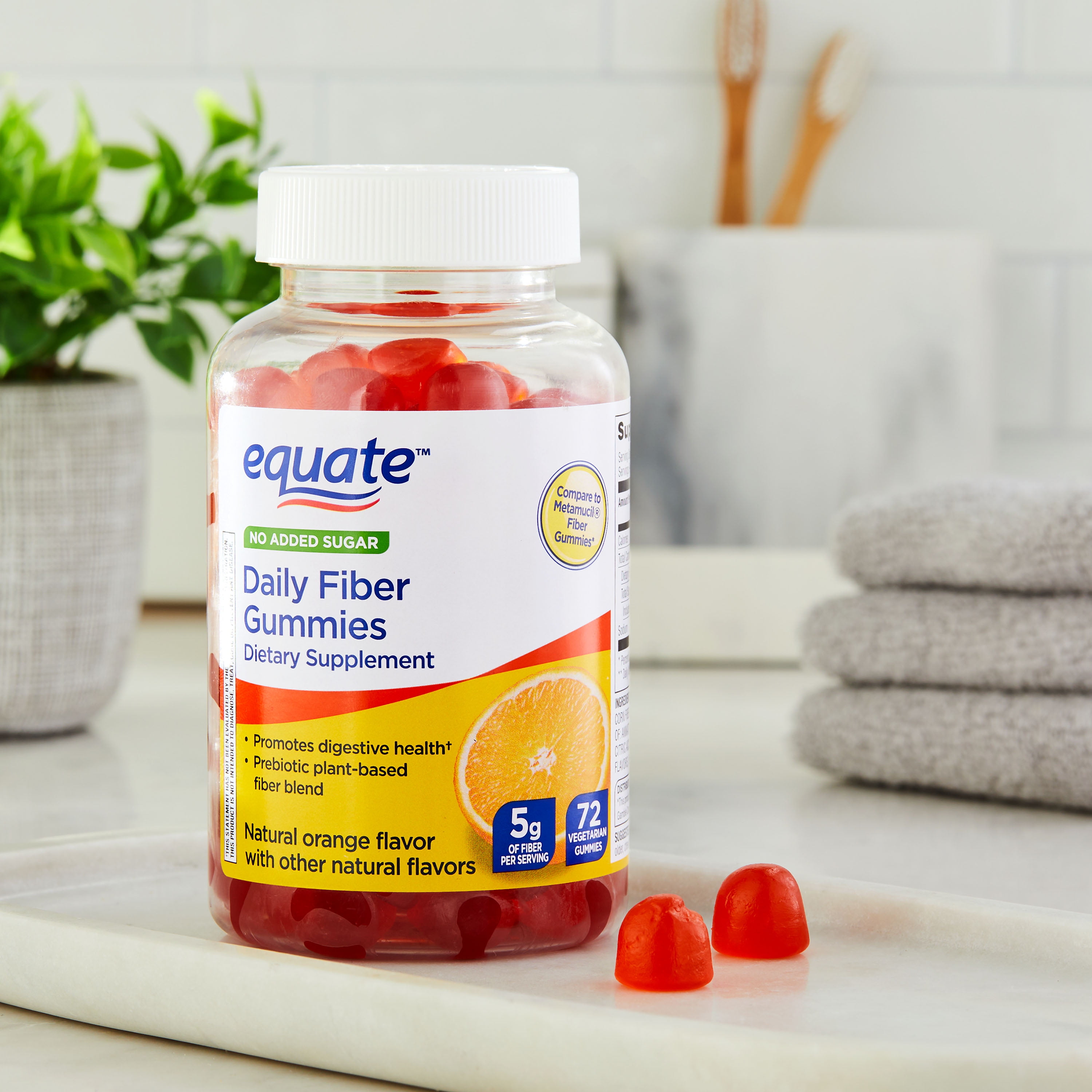 Equate Daily Fiber Gummies 5mg 72 Count for Digestive Health