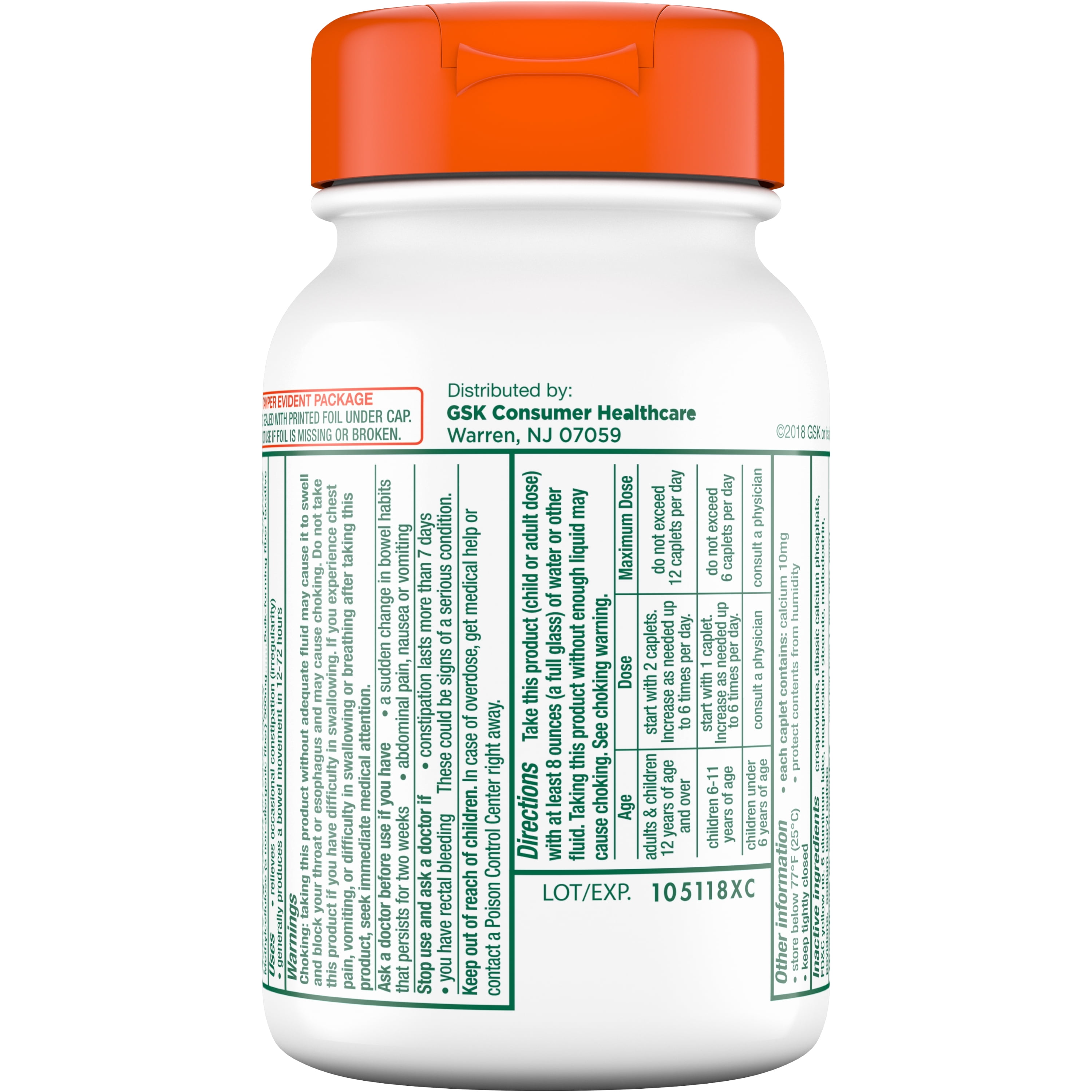 Citrucel Caplets Fiber Therapy Occasional Constipation Relief Unflavored 100 Count