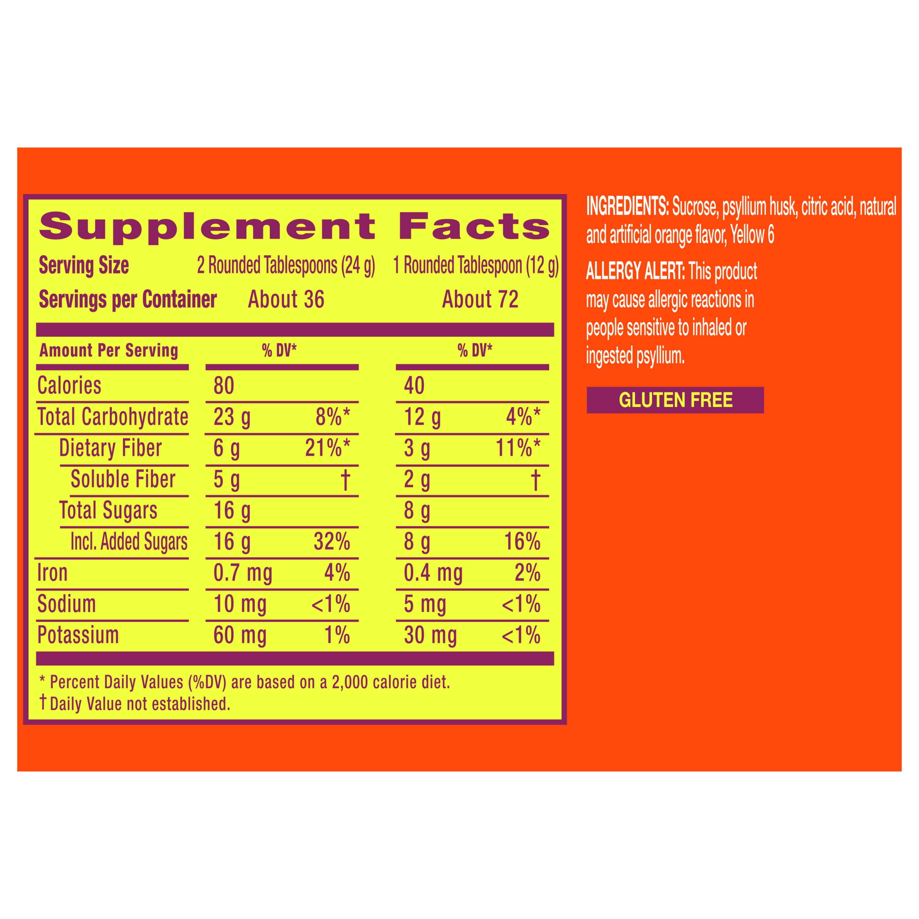 Metamucil Orange Sugar Fiber Powder 72 Servings for Digestive Health