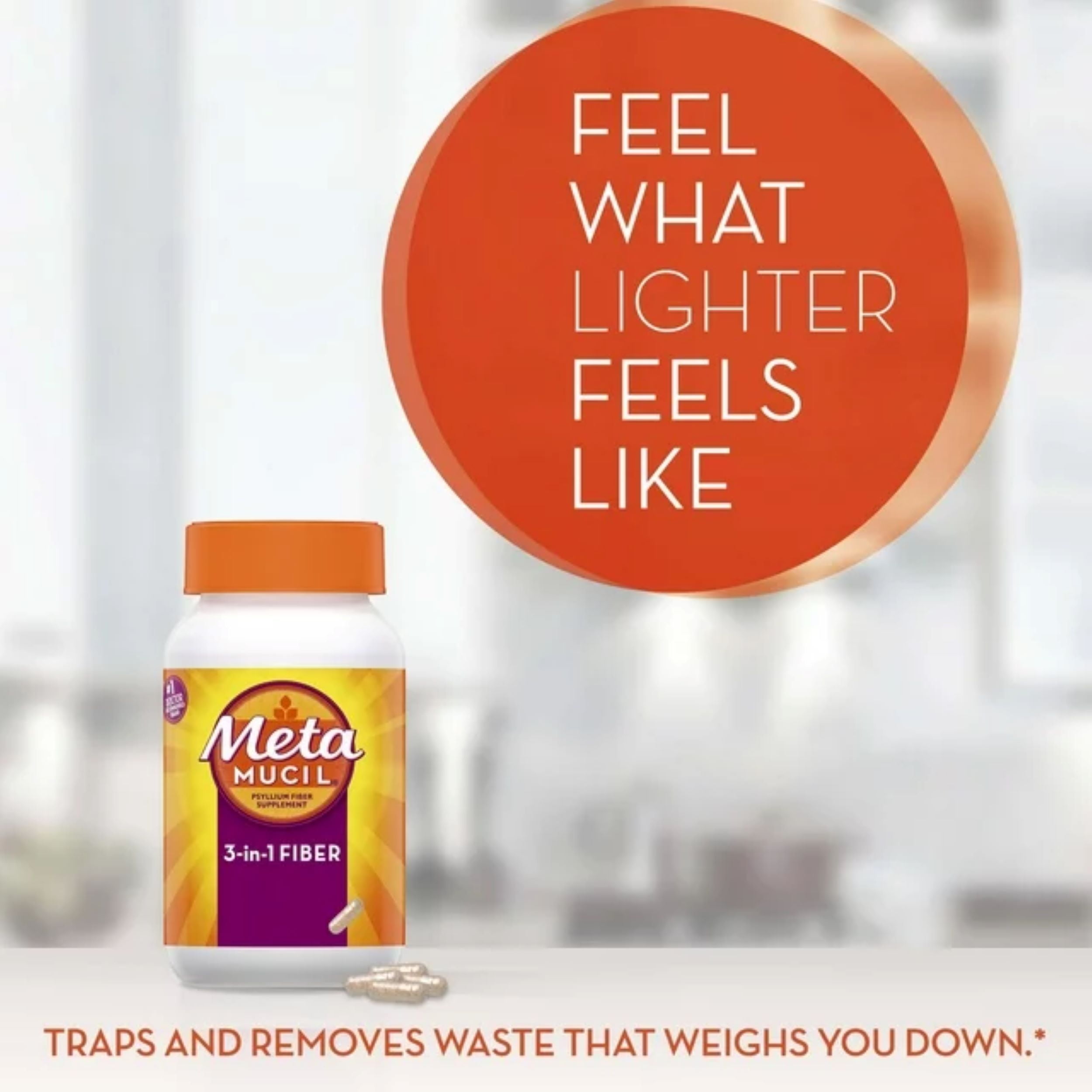 Metamucil Fiber Supplement Capsules for Daily Digestive Health 100 Count - AmerikaSepetim