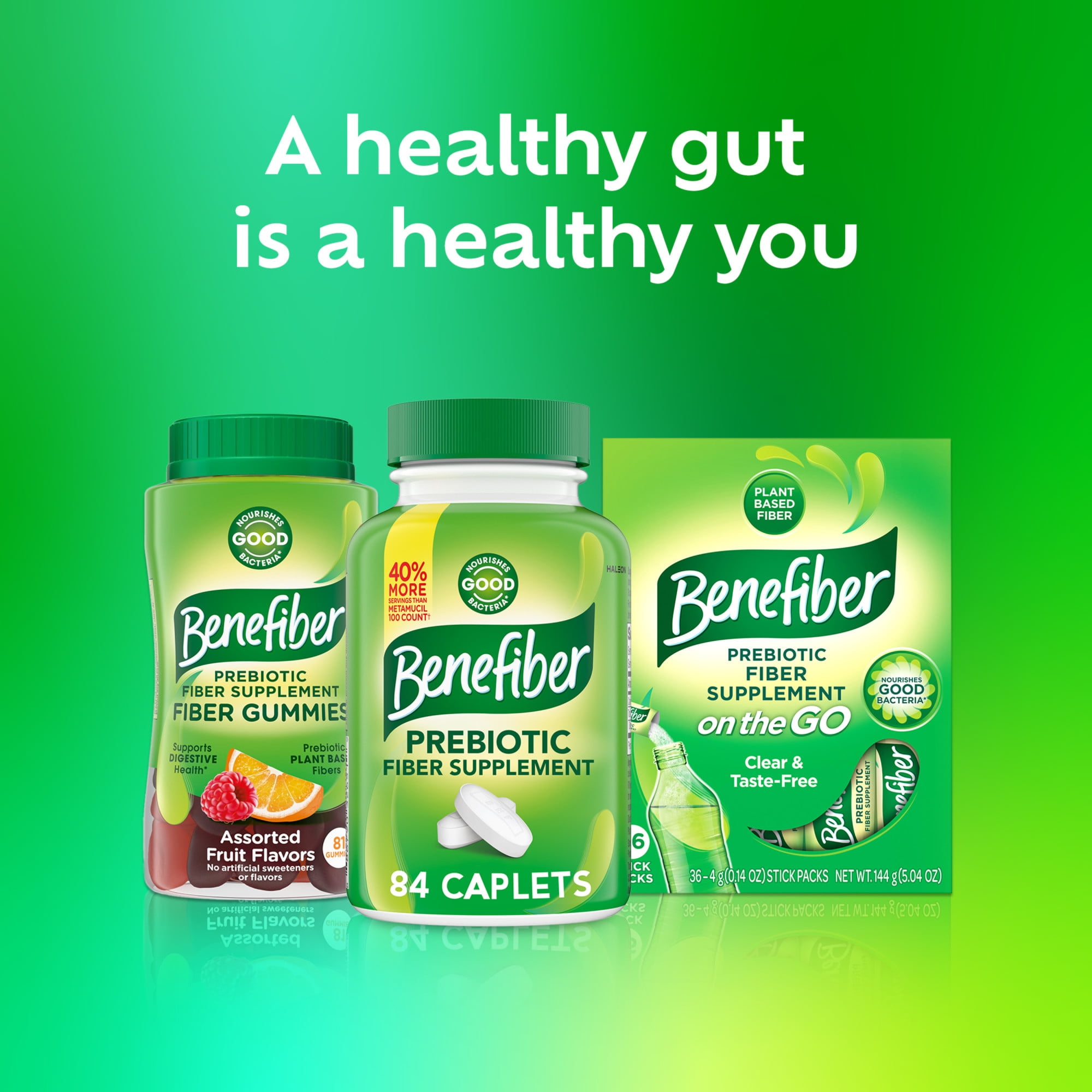 Benefiber 84 Count Prebiotic Fiber Supplement Caplets for Digestive Health