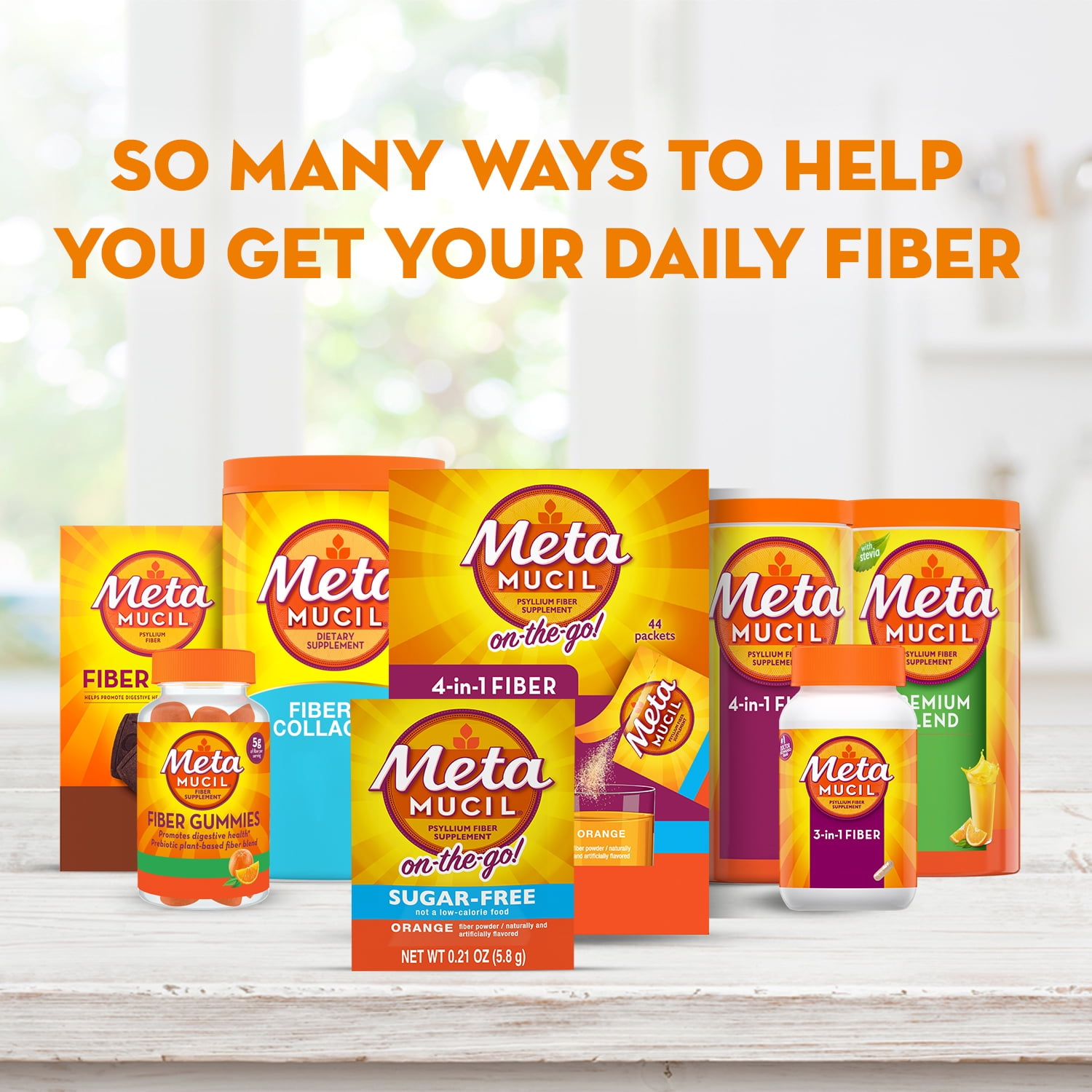 Metamucil Fiber Supplement Fiber Powder for Digestive Health Sugar Free Orange 30 Servings