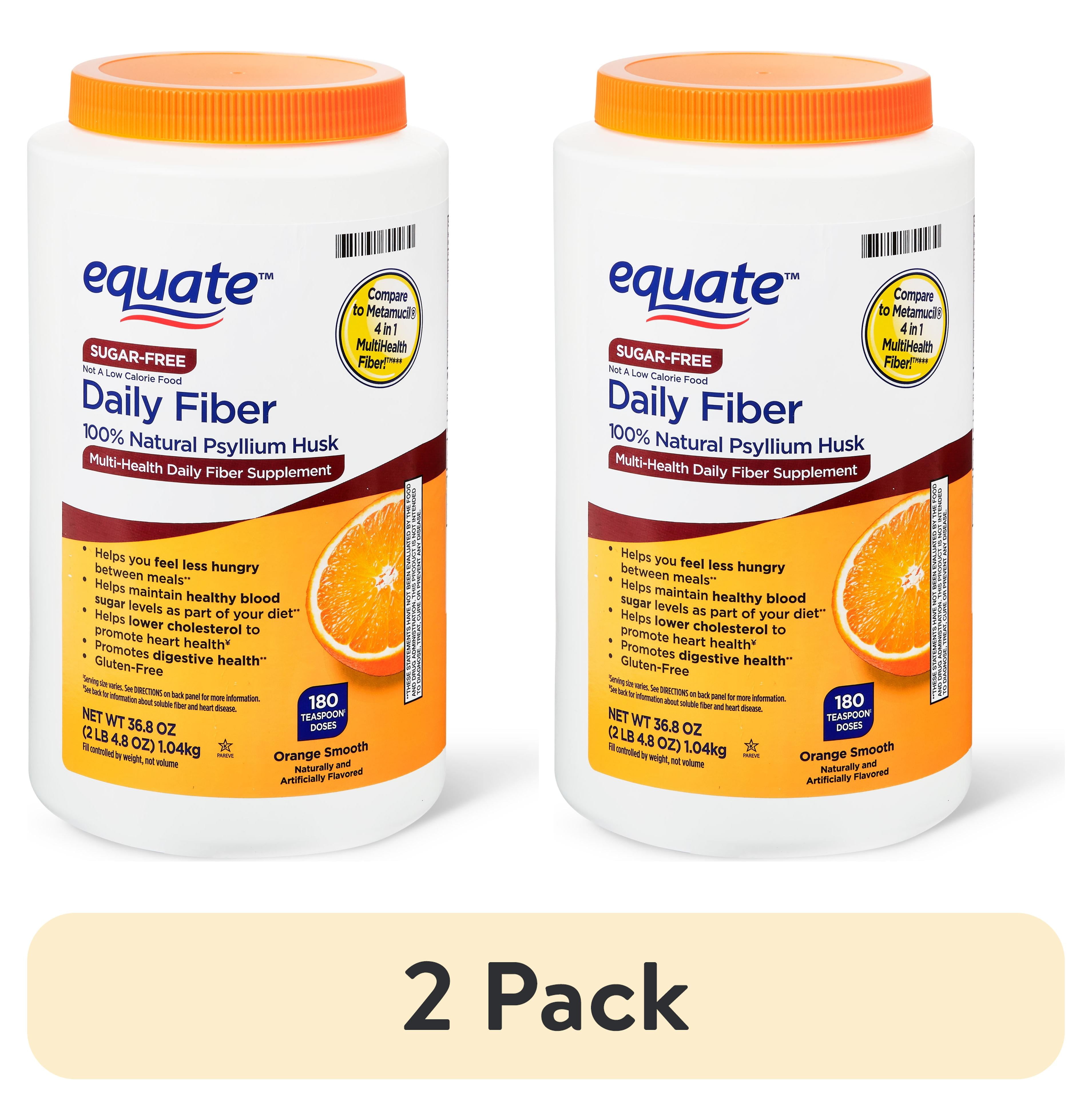 (2 Pack) Equate Sugar Free Daily Fiber Powder Orange Smooth 36.8 oz