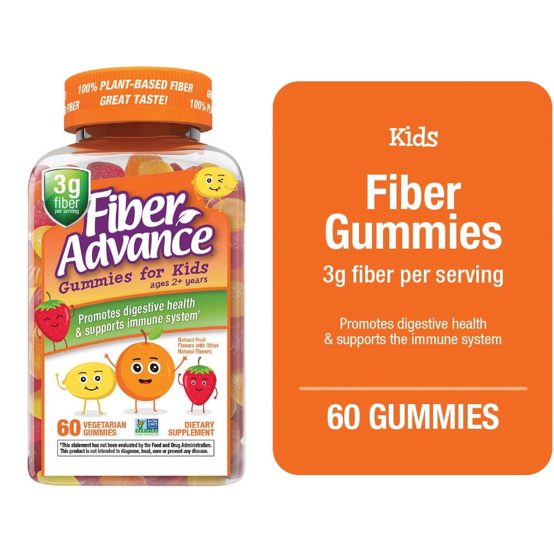 Fiber Advance Kids Digestive Health Gummies Natural Fruit 60 Count