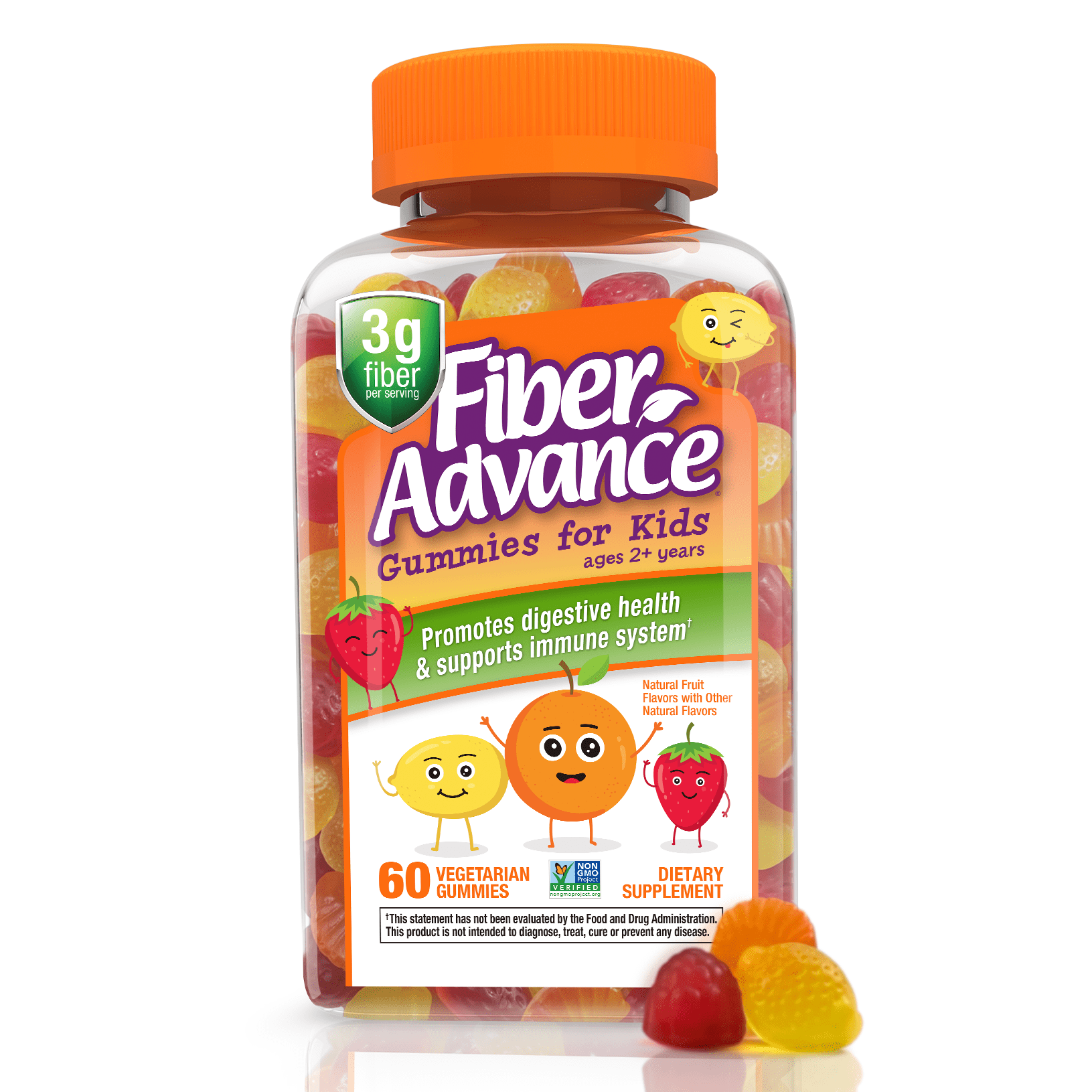 Fiber Advance Kids Digestive Health Gummies Natural Fruit 60 Count