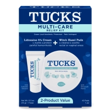 Tucks Hemorrhoid Relief Kit: Lidocaine 5% Cream 0.5 oz + Witch Hazel Pads 40 Count