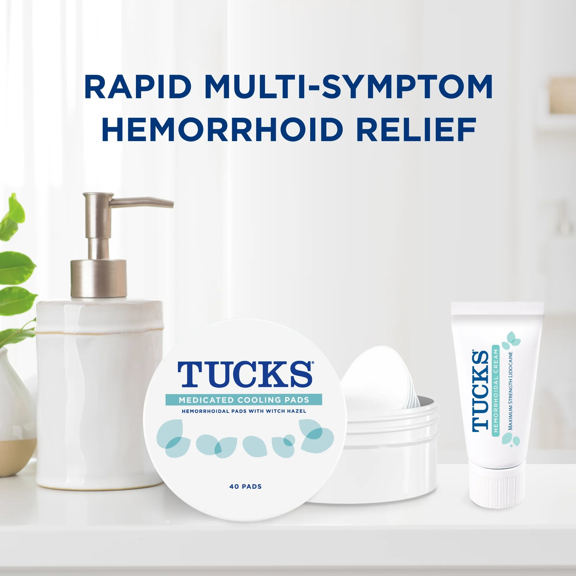 Tucks Hemorrhoid Relief Kit: Lidocaine 5% Cream 0.5 oz + Witch Hazel Pads 40 Count