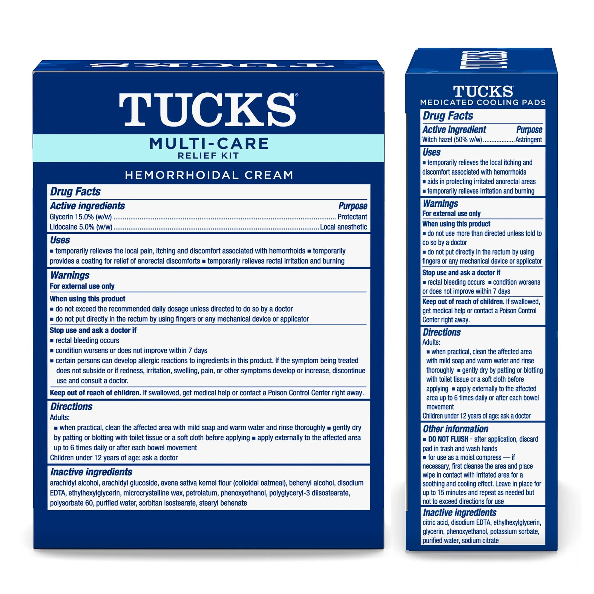 Tucks Hemorrhoid Relief Kit: Lidocaine 5% Cream 0.5 oz + Witch Hazel Pads 40 Count