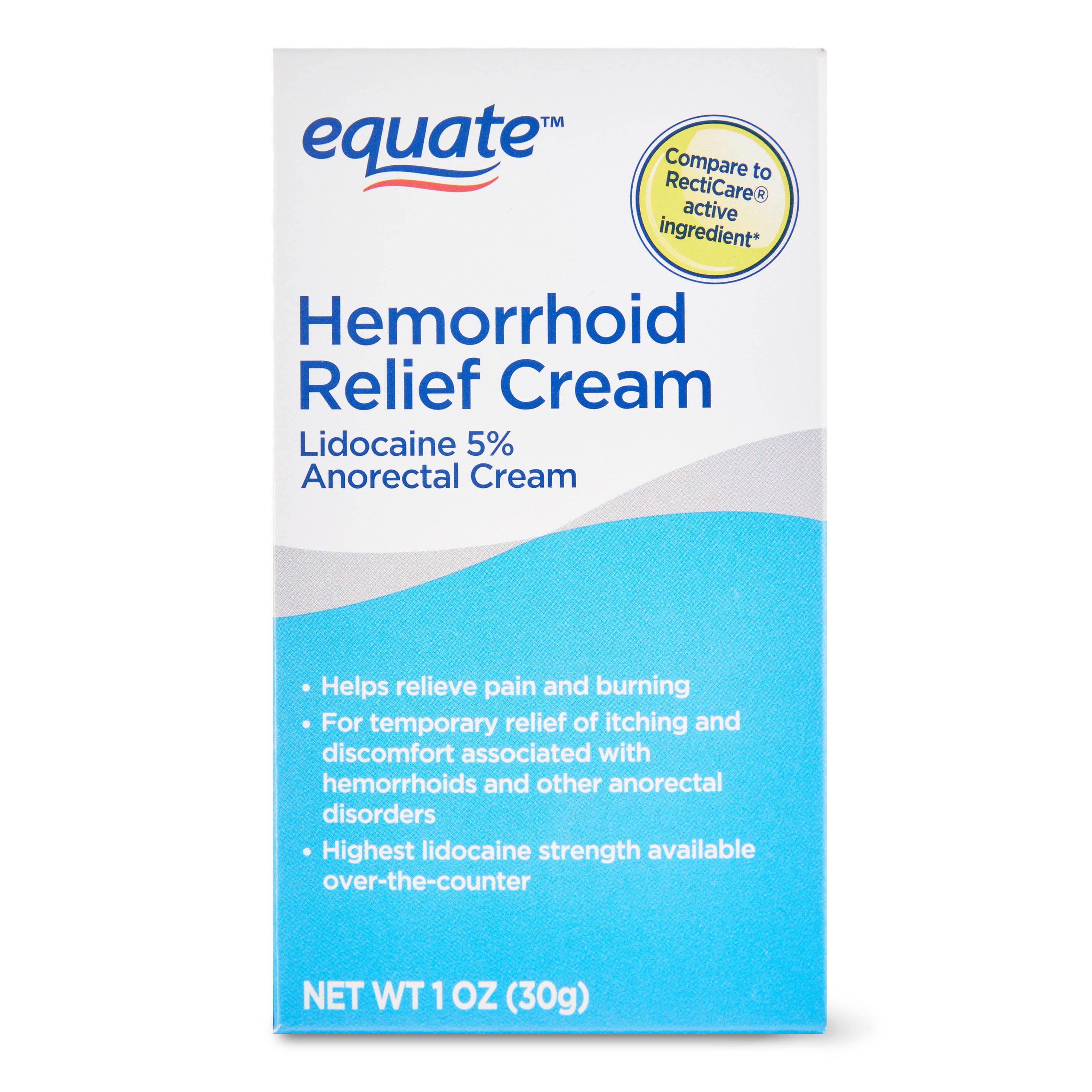 Equate Hemorrhoid Relief Cream 5% Lidocaine Topical Ointment for Quick Relief