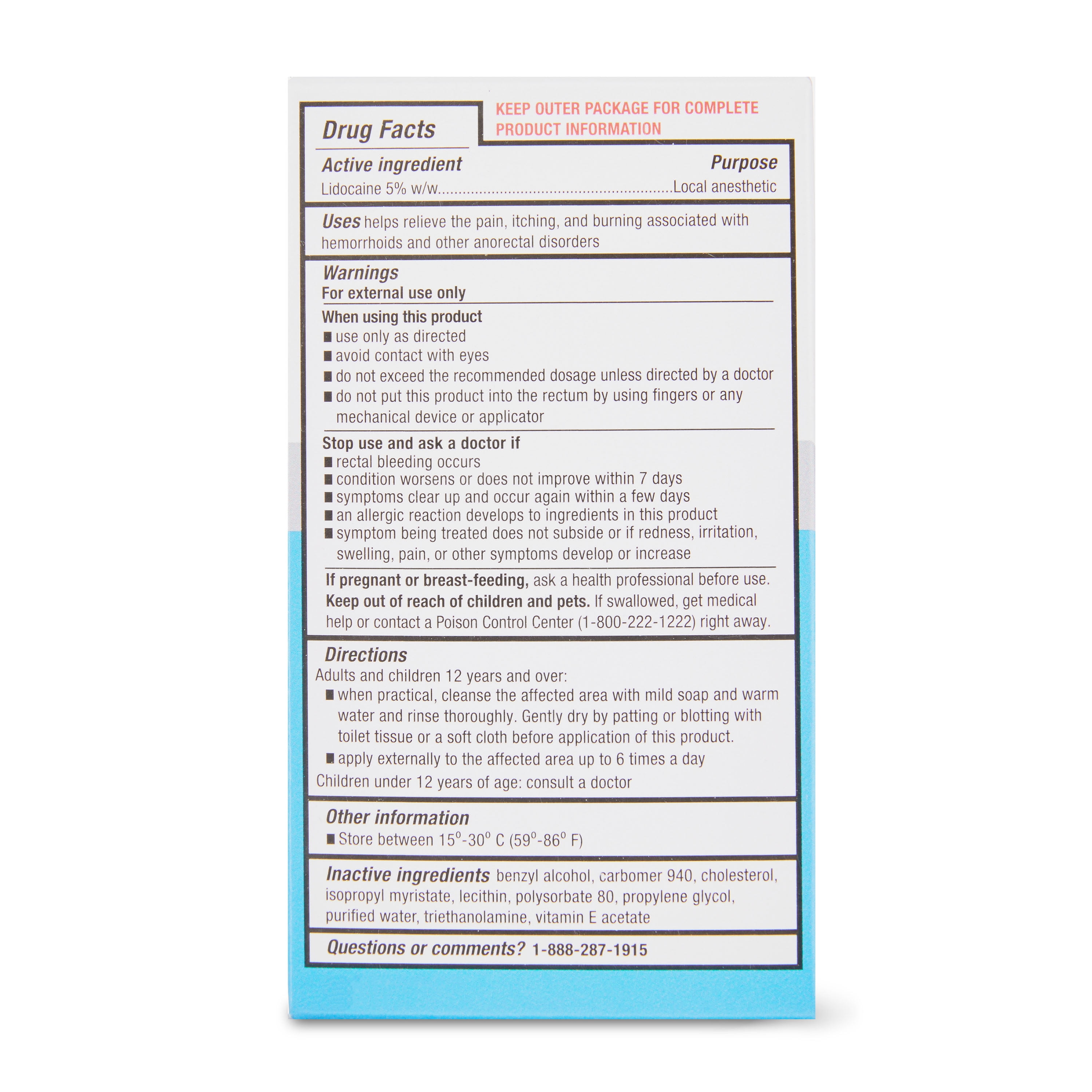 Equate Hemorrhoid Relief Cream 5% Lidocaine Topical Ointment for Quick Relief