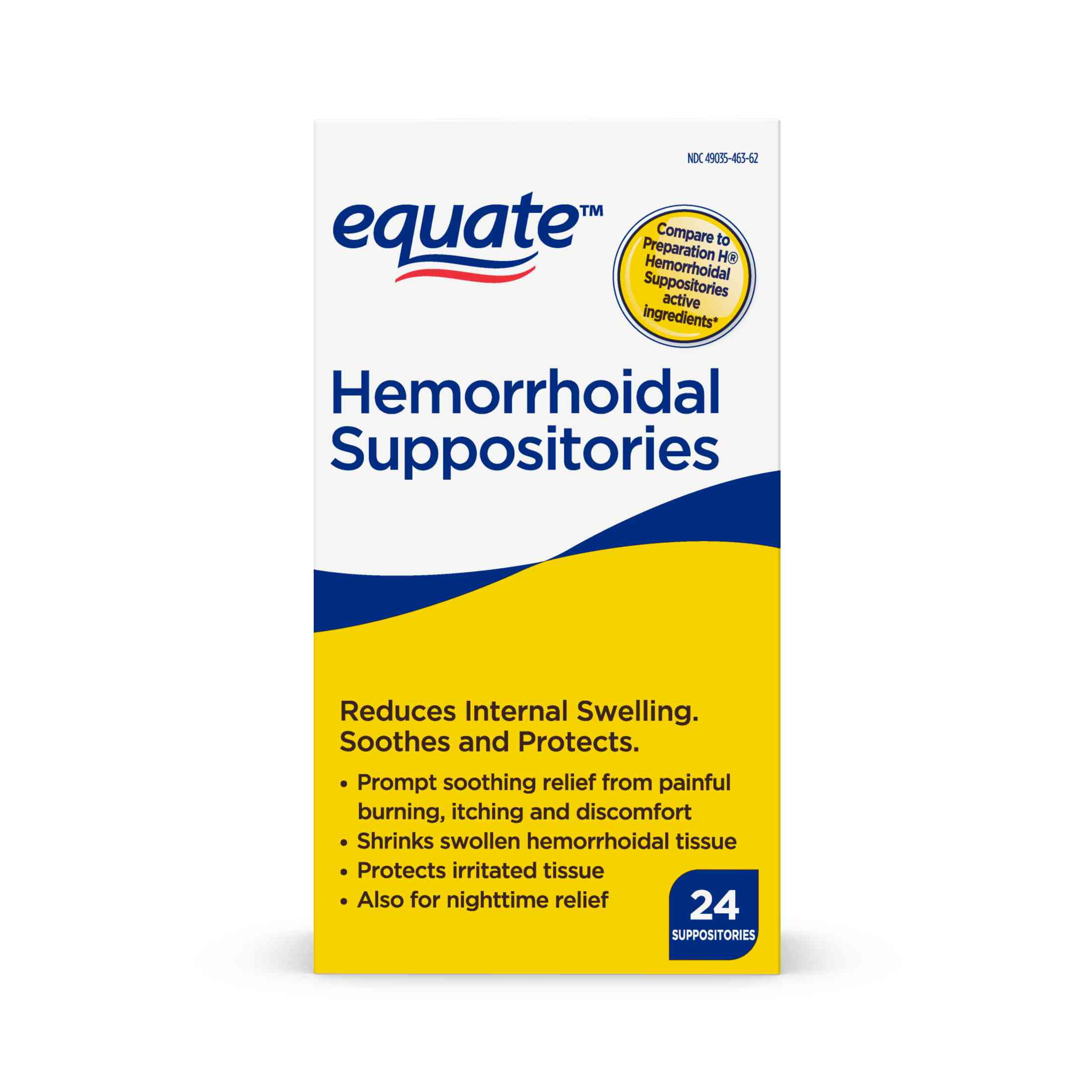 Equate Hemorrhoidal Suppositories for Hemorrhoid Relief 24 Count
