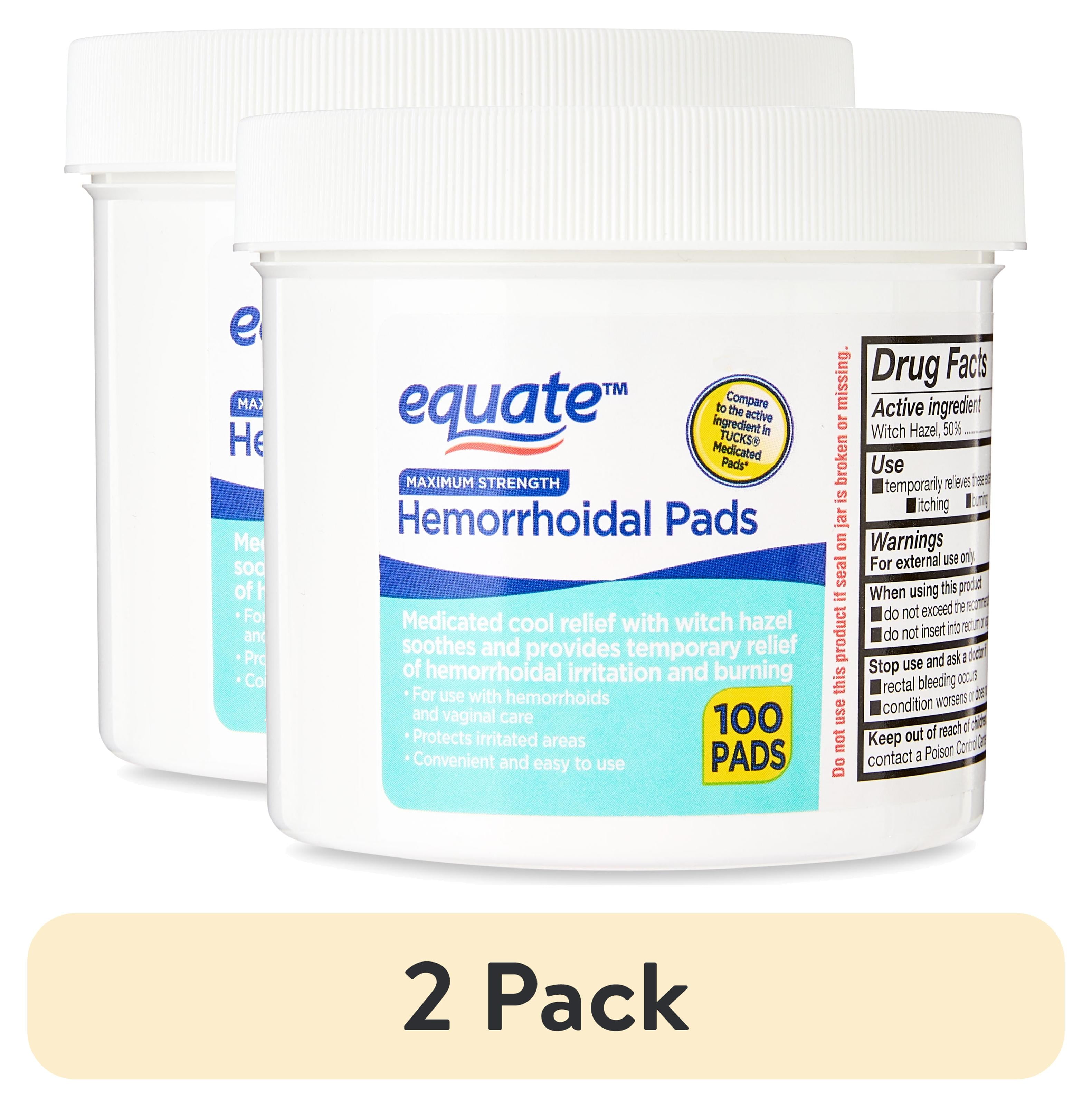 Equate Medicated Cool Relief Hemorrhoidal Pads 2 Pack 100 Count