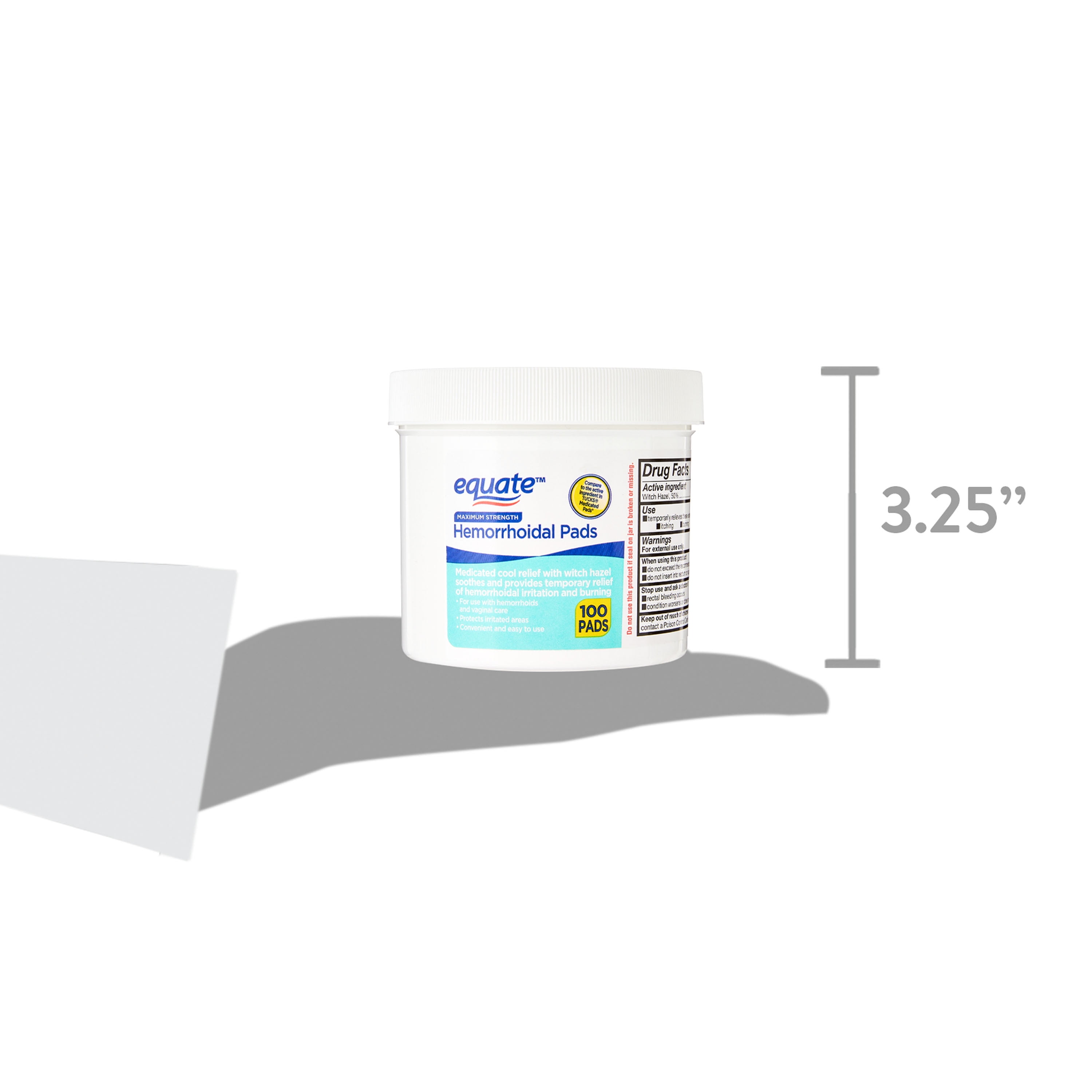 Equate Medicated Cool Relief Hemorrhoidal Pads 2 Pack 100 Count